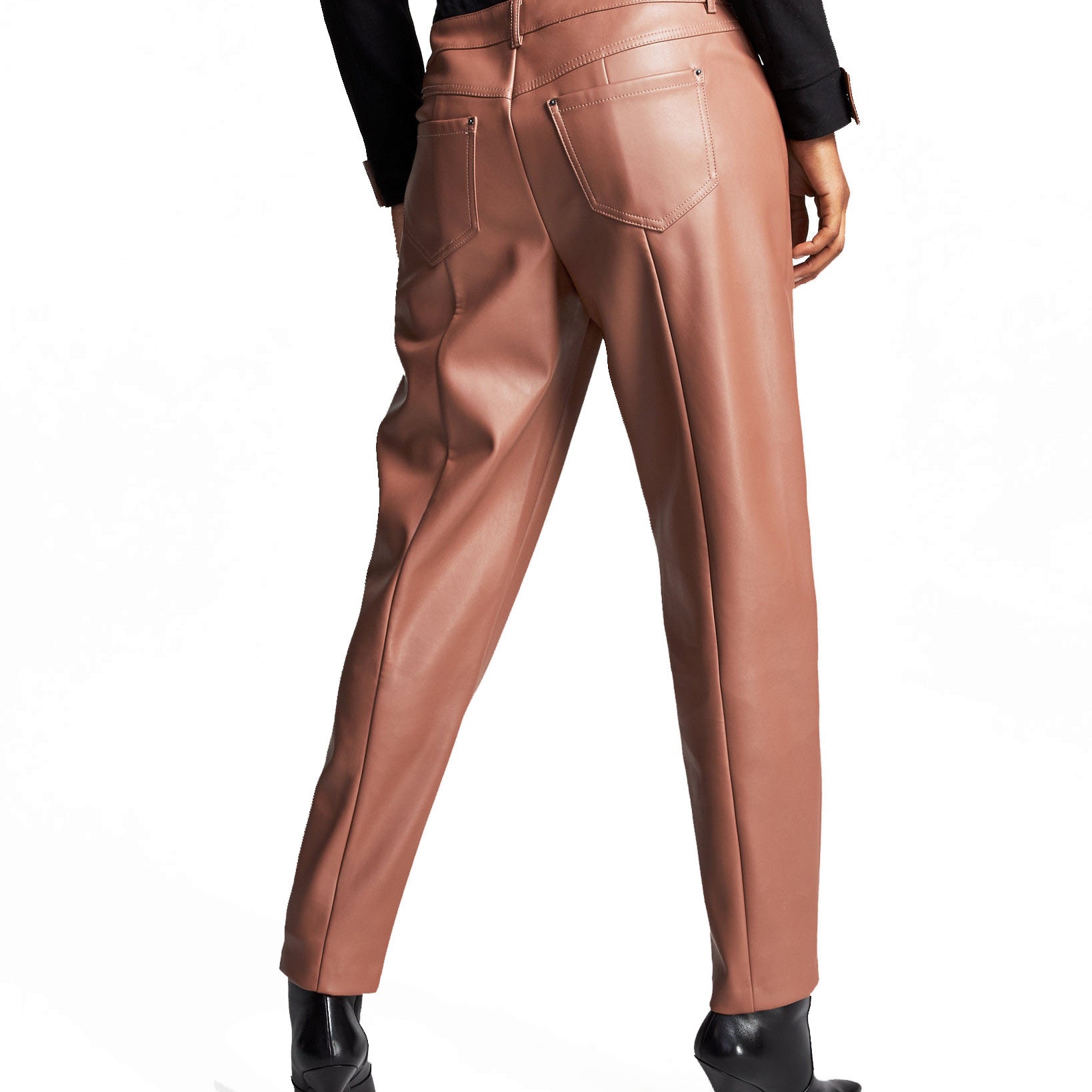 Bar III Women Double Waistband Faux Leather Pants