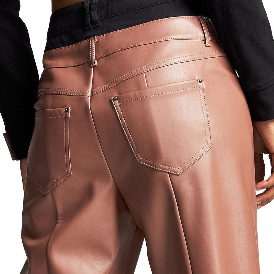 Bar III Women Double Waistband Faux Leather Pants
