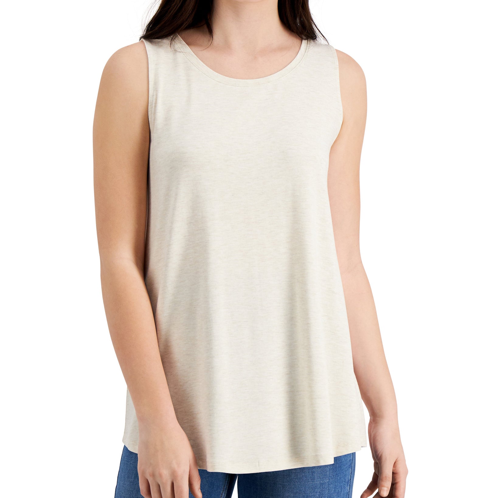 Style & Co Women Swing Tank Top Pebble Heather
