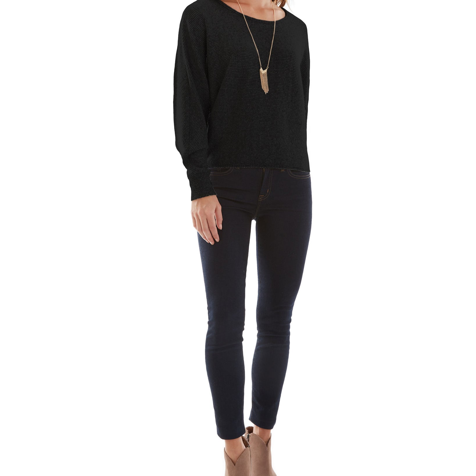BCX Women Brushed Sweater with Necklace