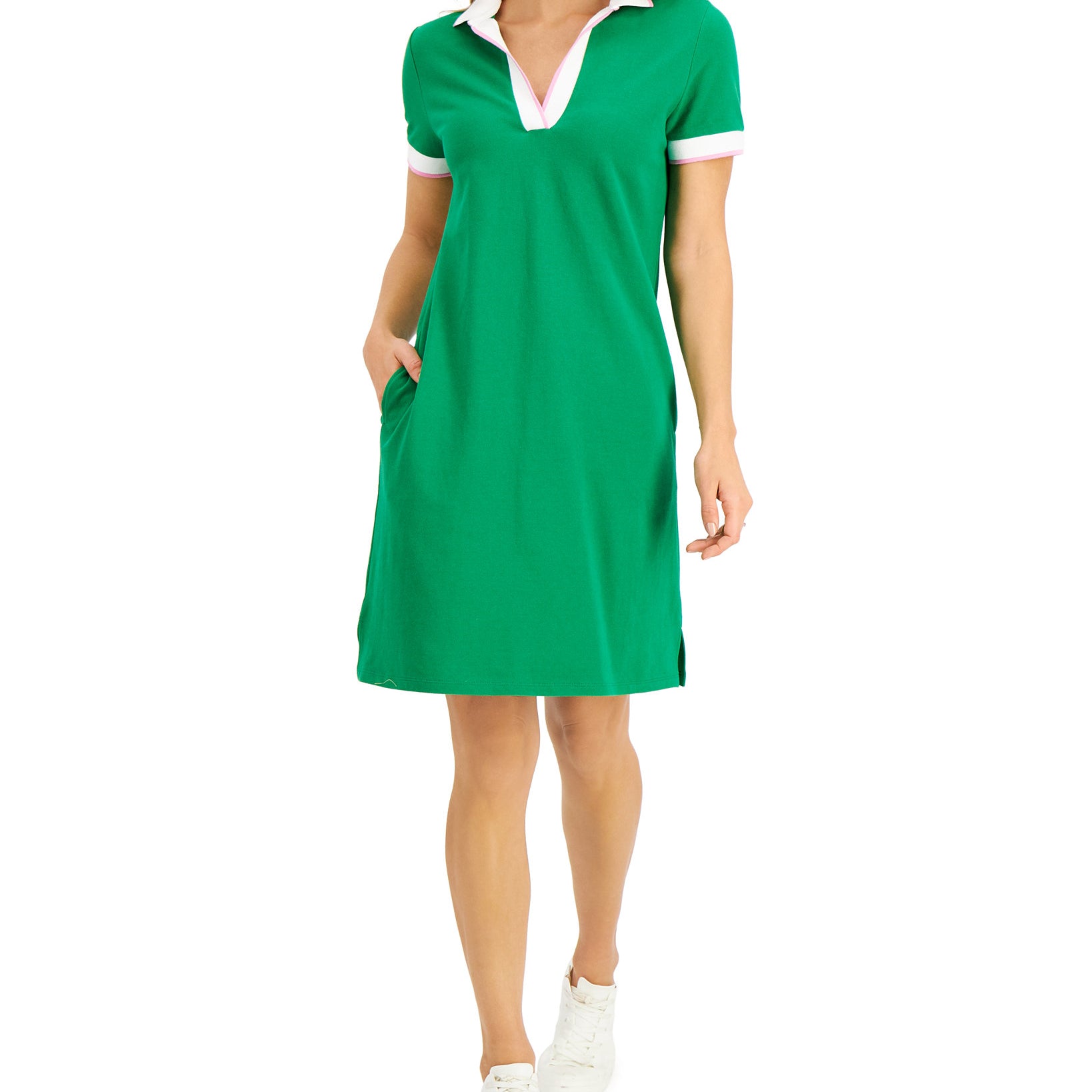 Charter Club Women Cotton Collared Shirtdress Bright Pine
