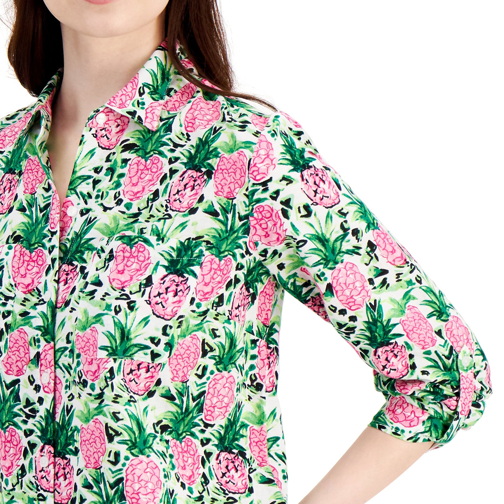 Charter Club Women Printed Button Up Shirt