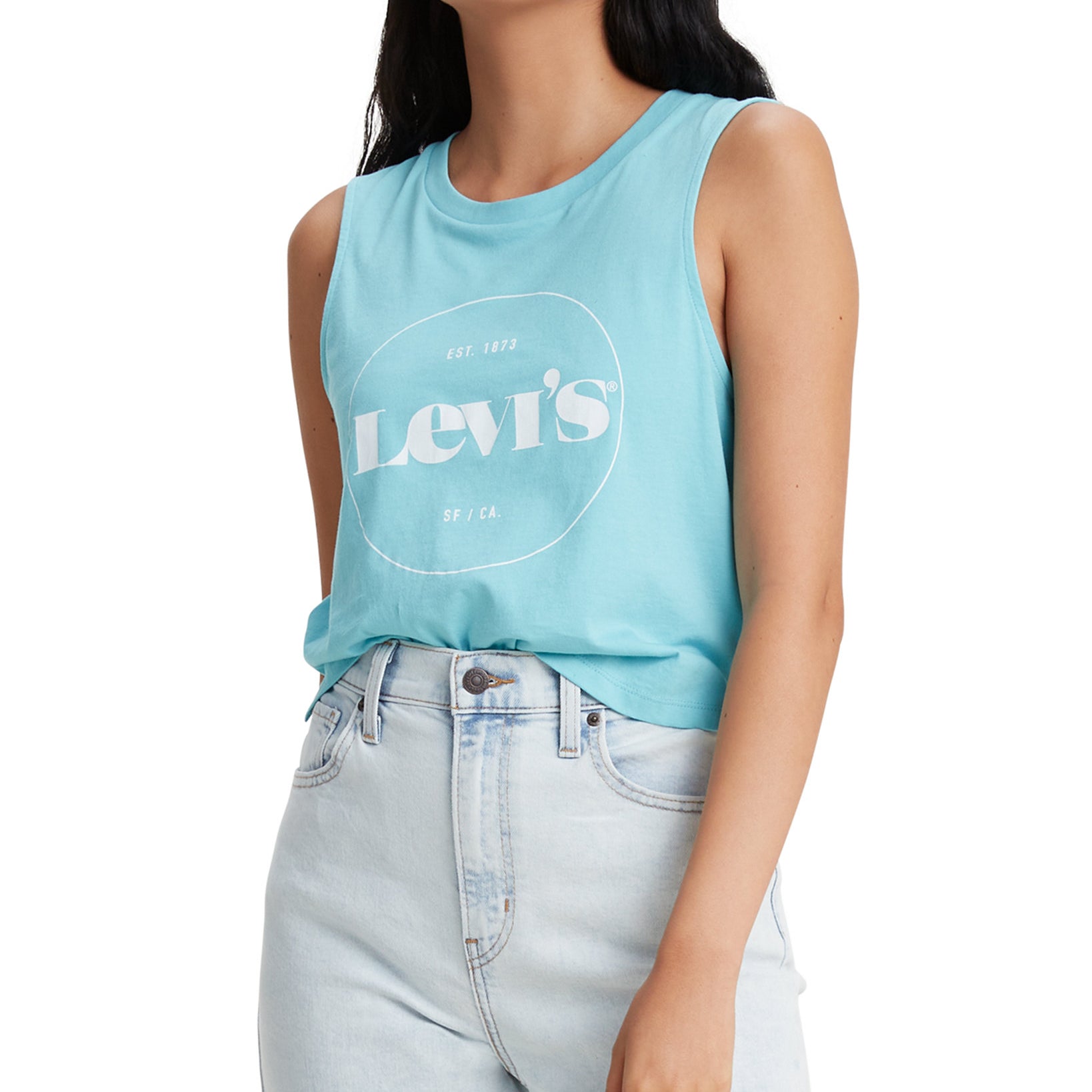 Levis Women Cotton Zoey Logo Tank Blue Topaz