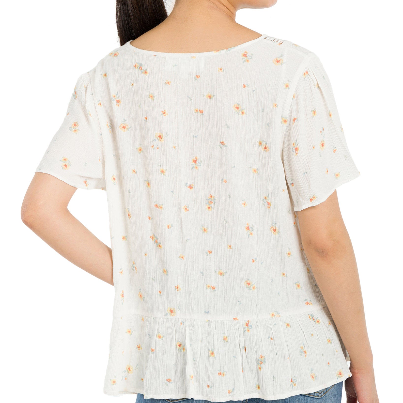 Hippie Rose Women Lace Trim Peplum Top