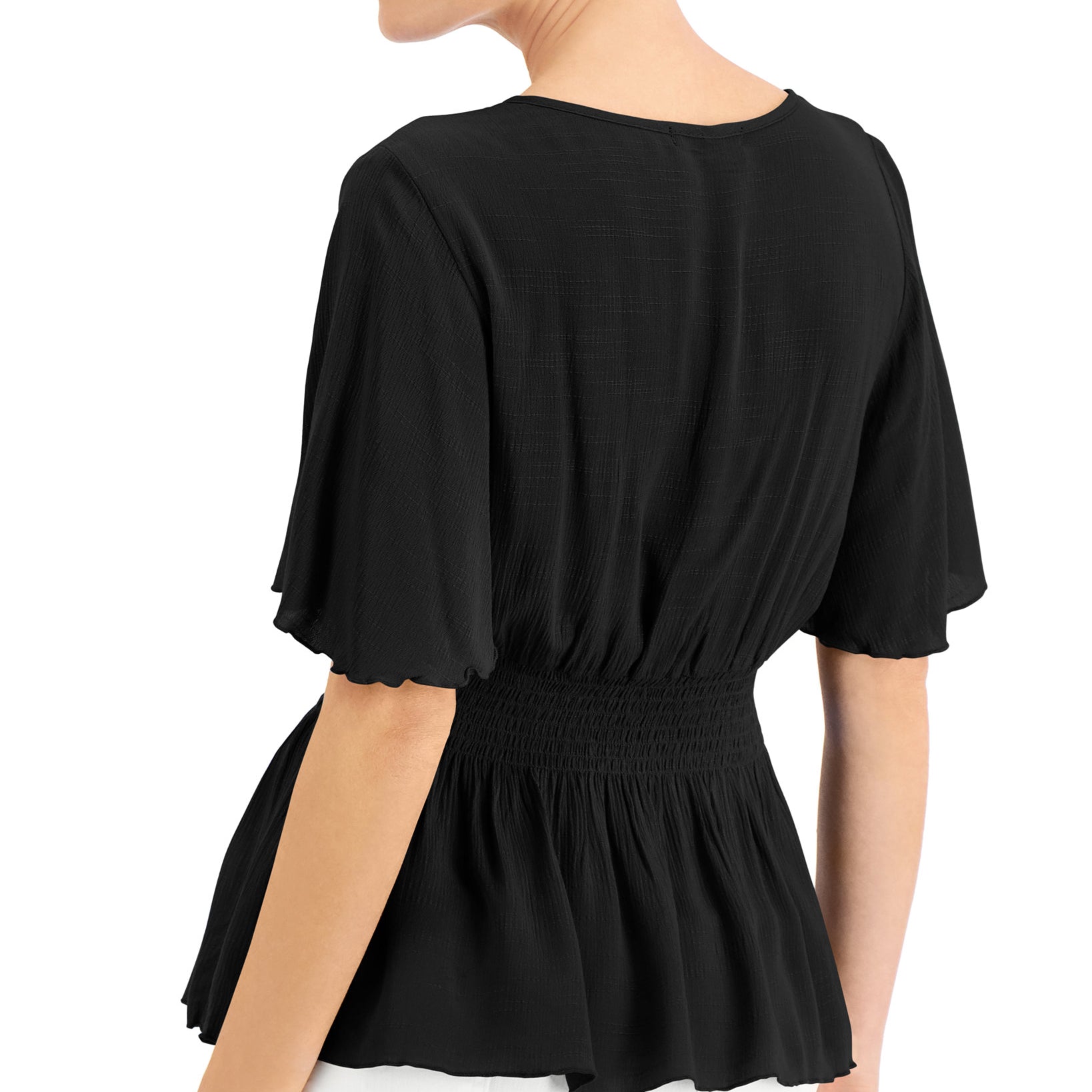 JPR Studio Women Smocked Surplice Peplum Top