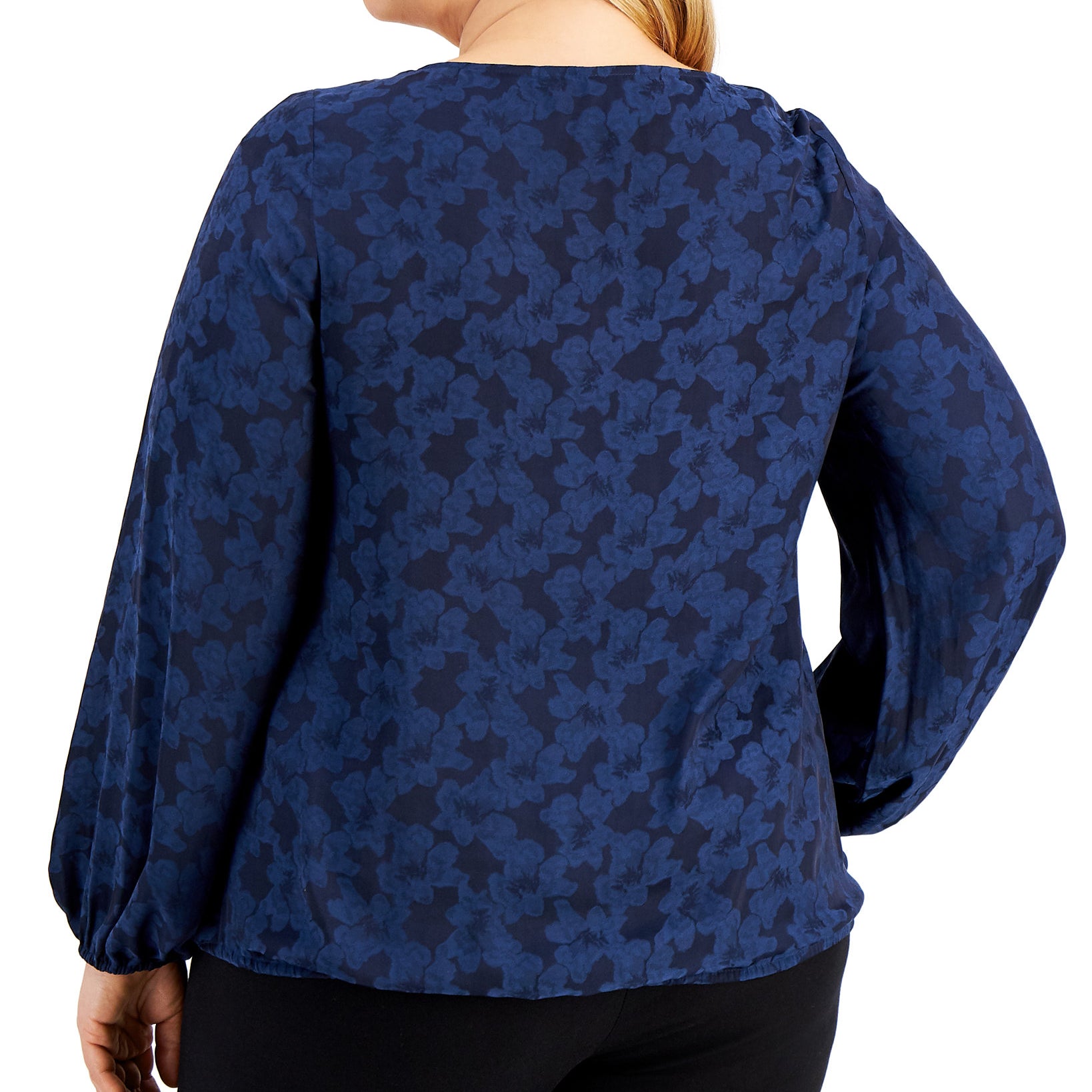 JM Collection Women Jacquard Bubble Hem Top