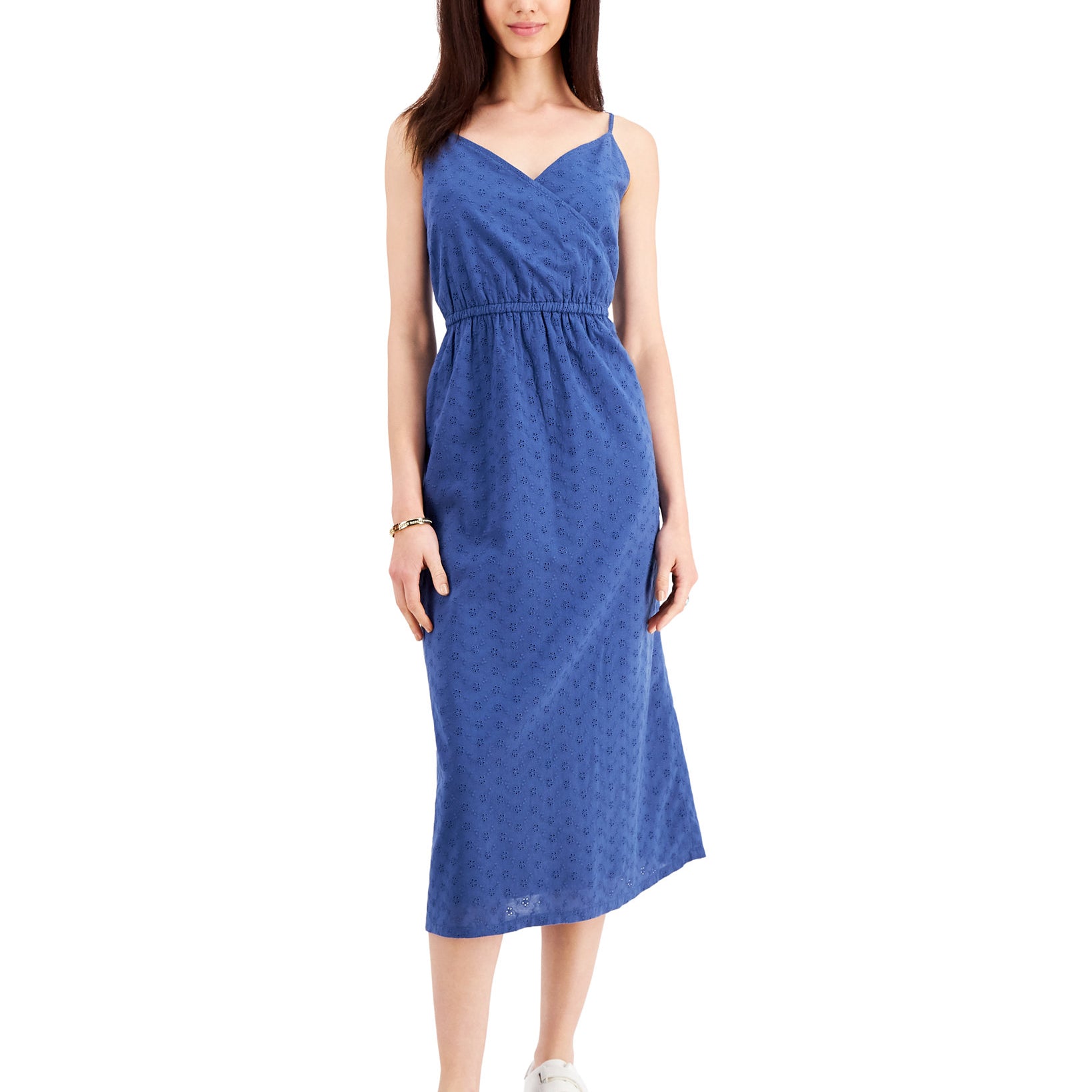 Style & Co Women Cotton Eyelet Maxi Dress Deep Harbor