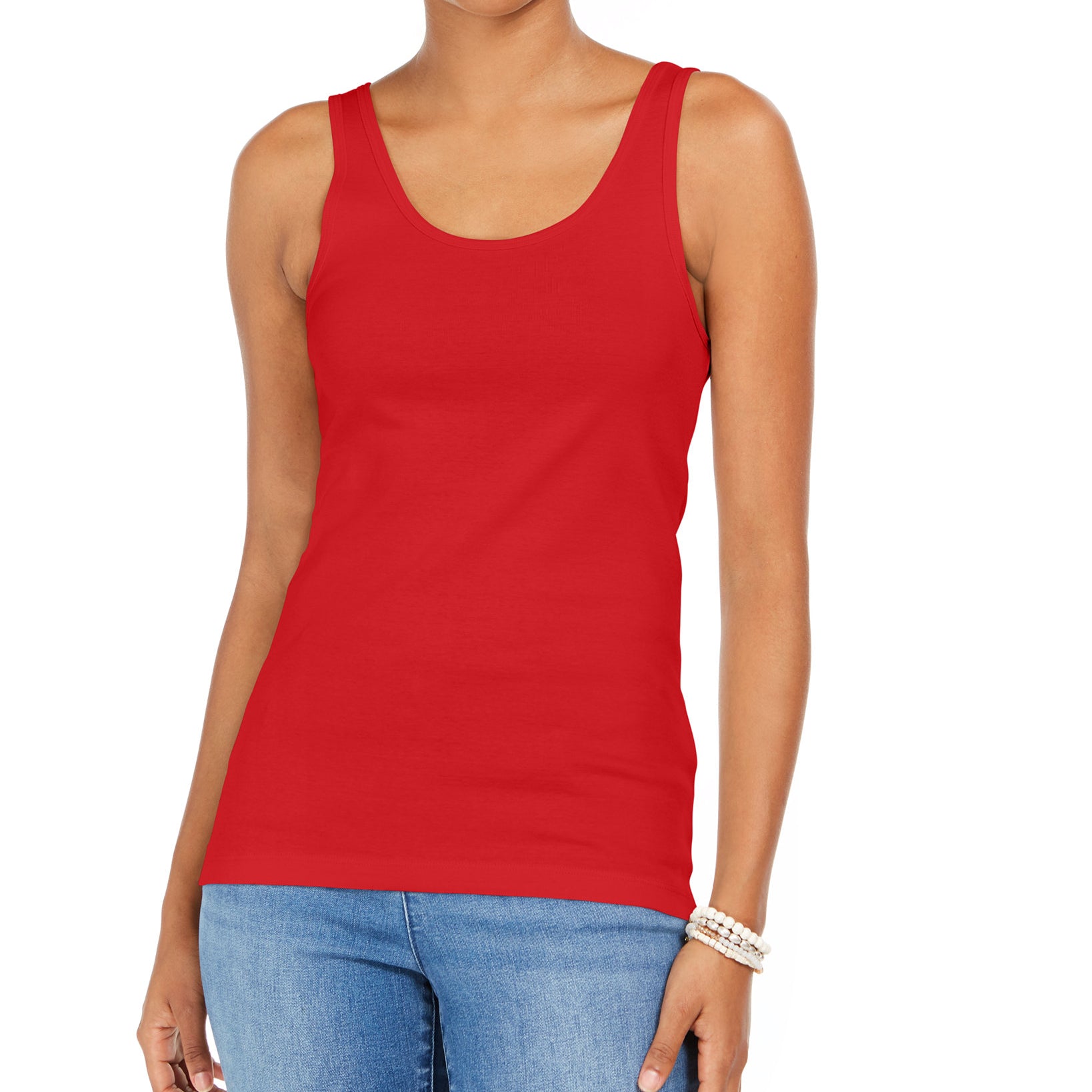 Style & Co Women Cotton Tank Top Loving Red