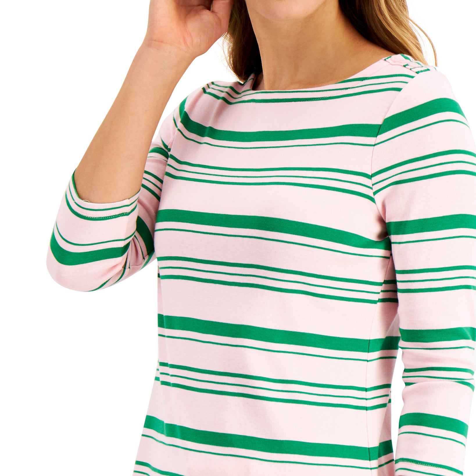 Charter Club Women Cotton Variegated Striped Top