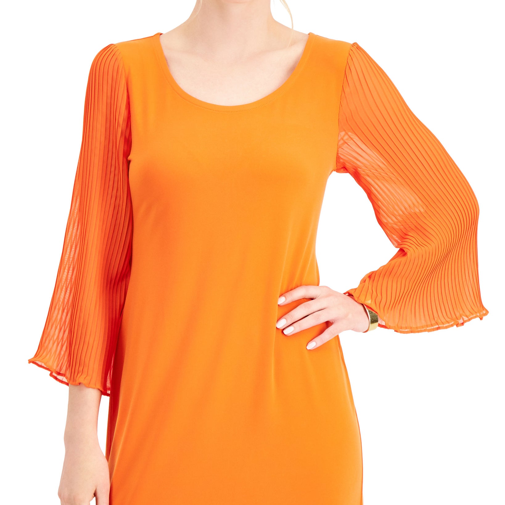 JM Collection Women Pleated Sleeve Dress