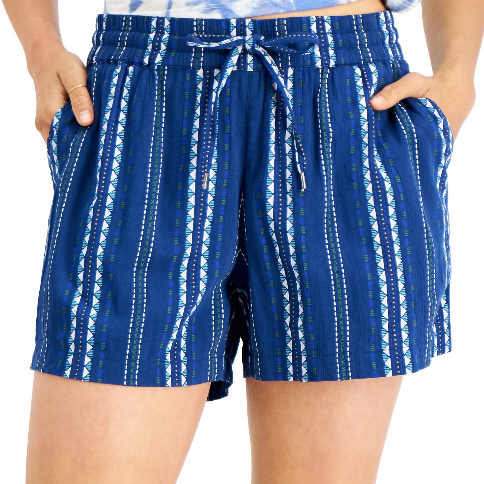 Style & Co Women Petite Striped Track Shorts
