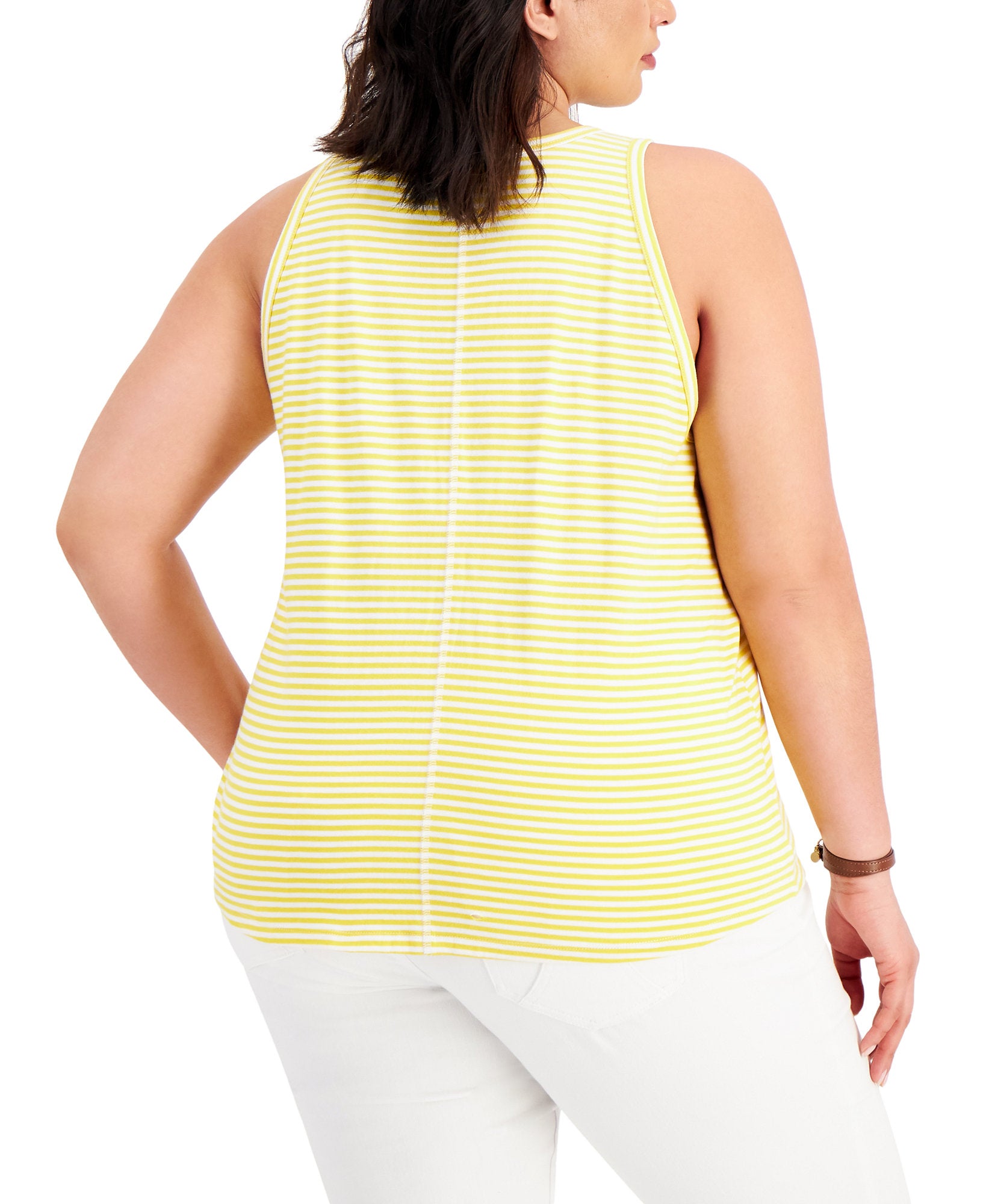Style & Co Women Plus Striped Cutaway Tank Top