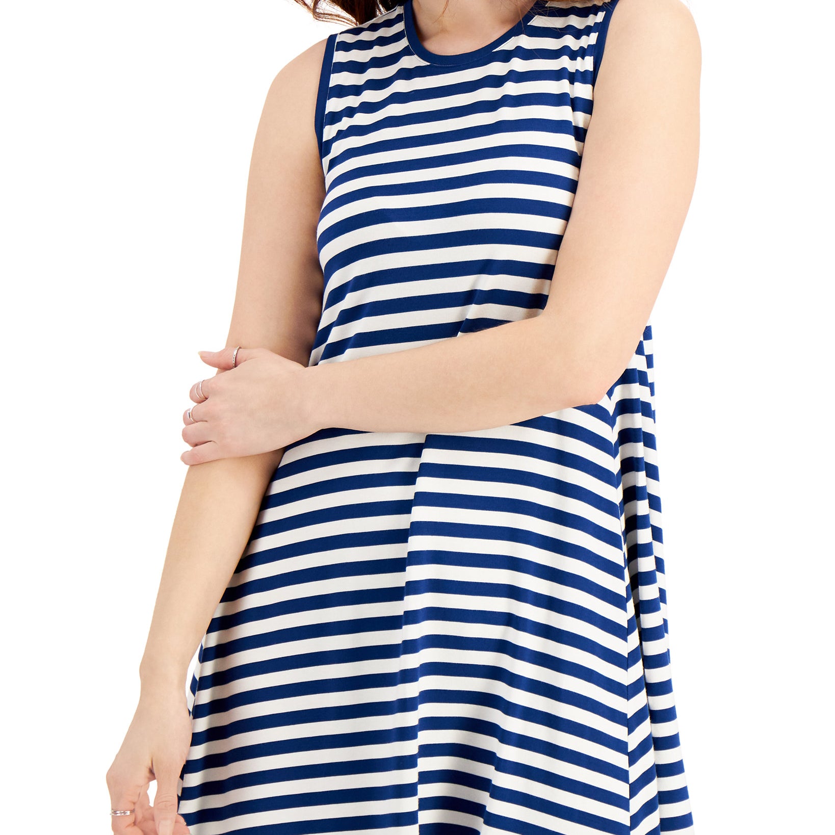 Style & Co Women Petite Striped Sleeveless Mini Dress