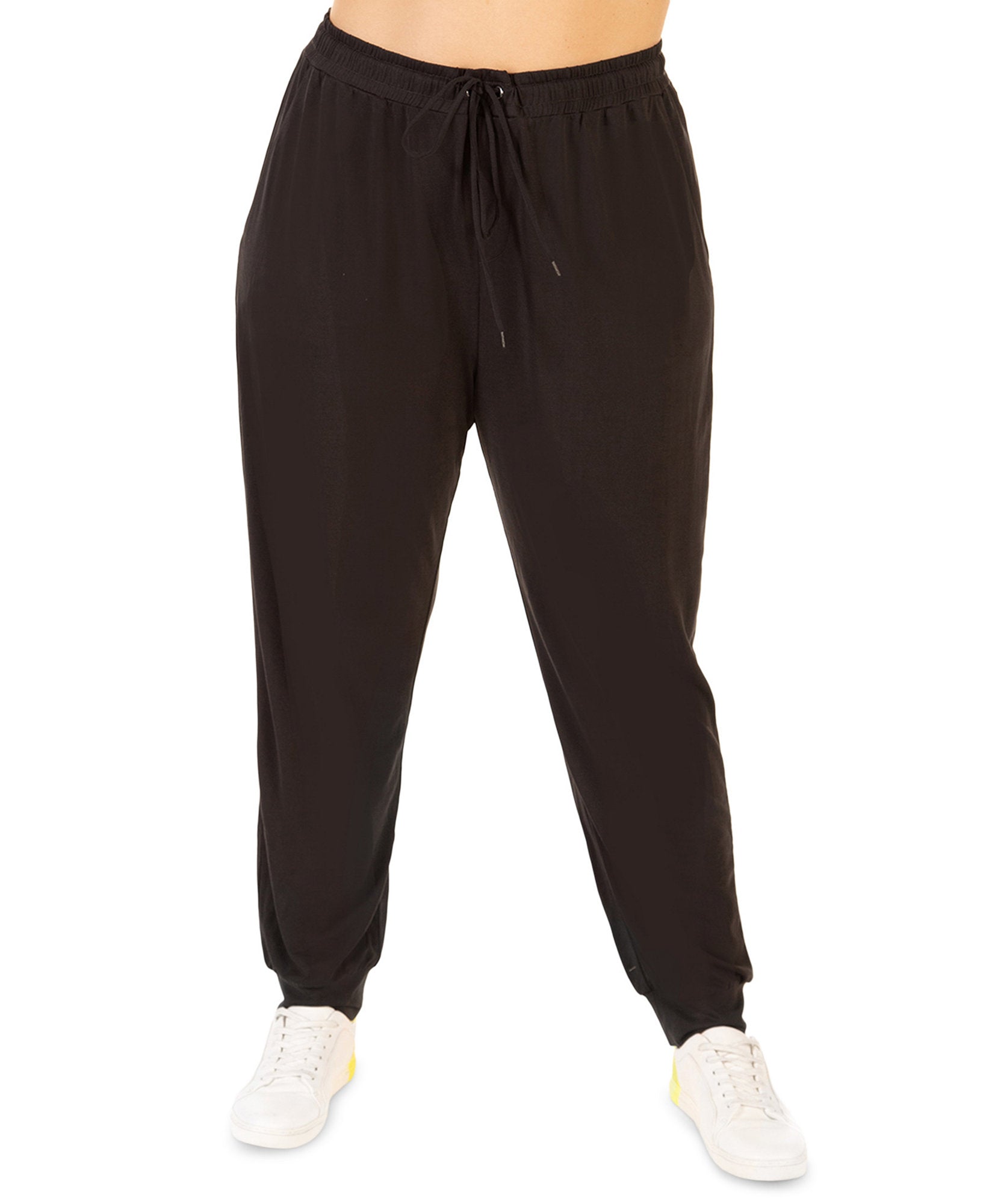 Black Tape Women Plus Draped Jogger Pants Dark Grey
