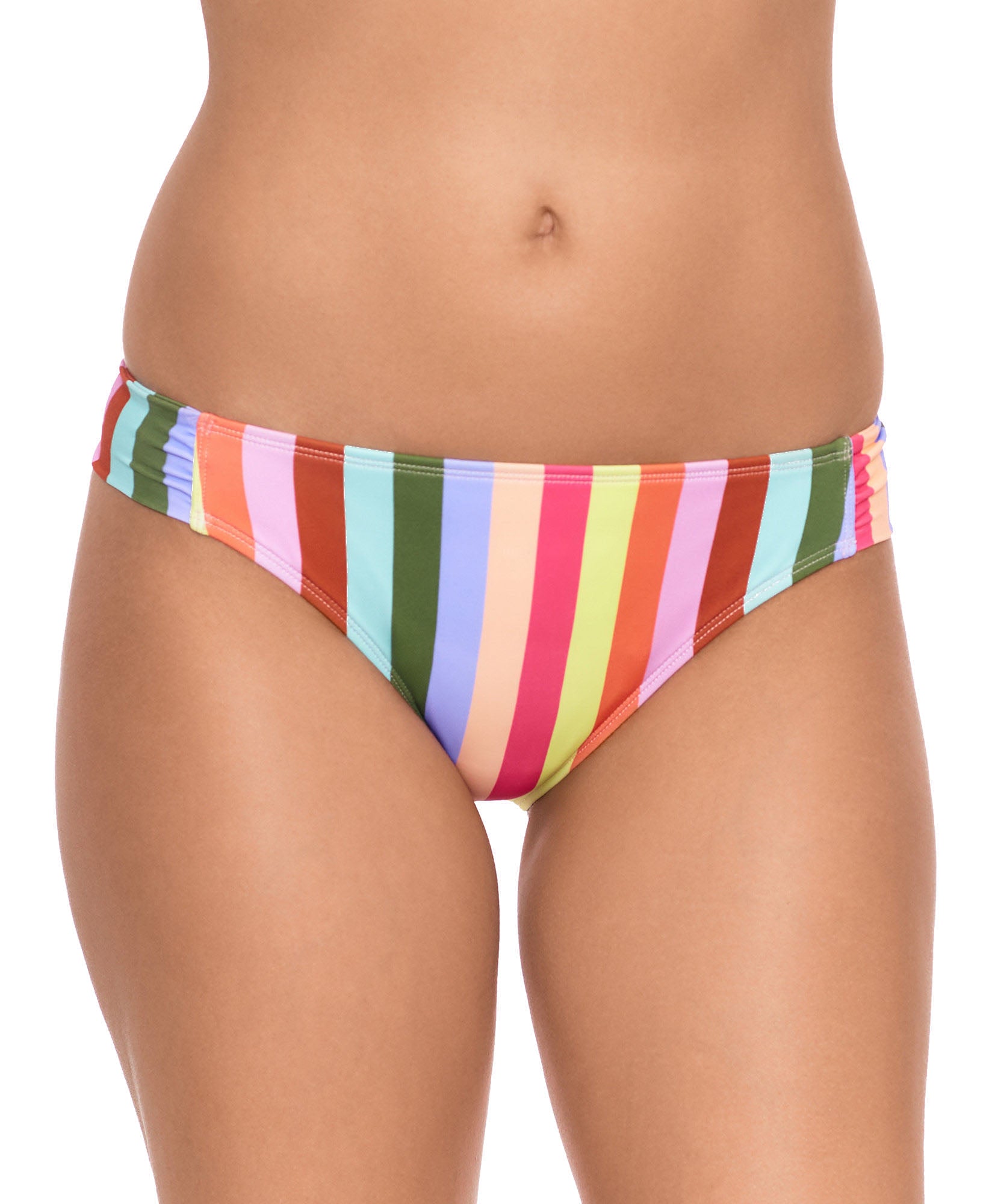 Salt + Cove Women Cabana Stripes Tab Side Hipster Bikini Bottoms Multi