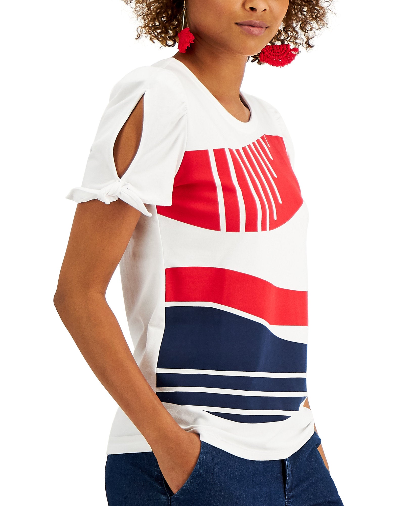 Charter Club Women Petite Abstract Print T Shirt