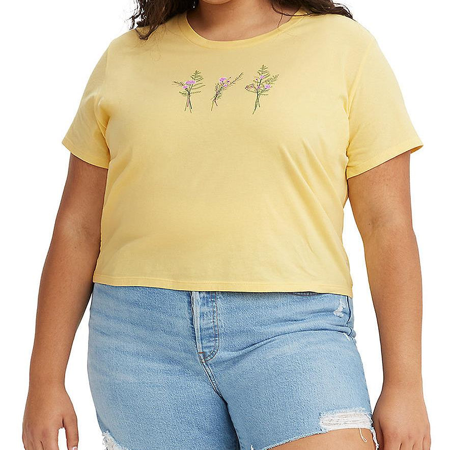 Levis Women Plus Trendy Cotton Floral Graphic Surf T Shirt Delicate Flowers Golden Haze
