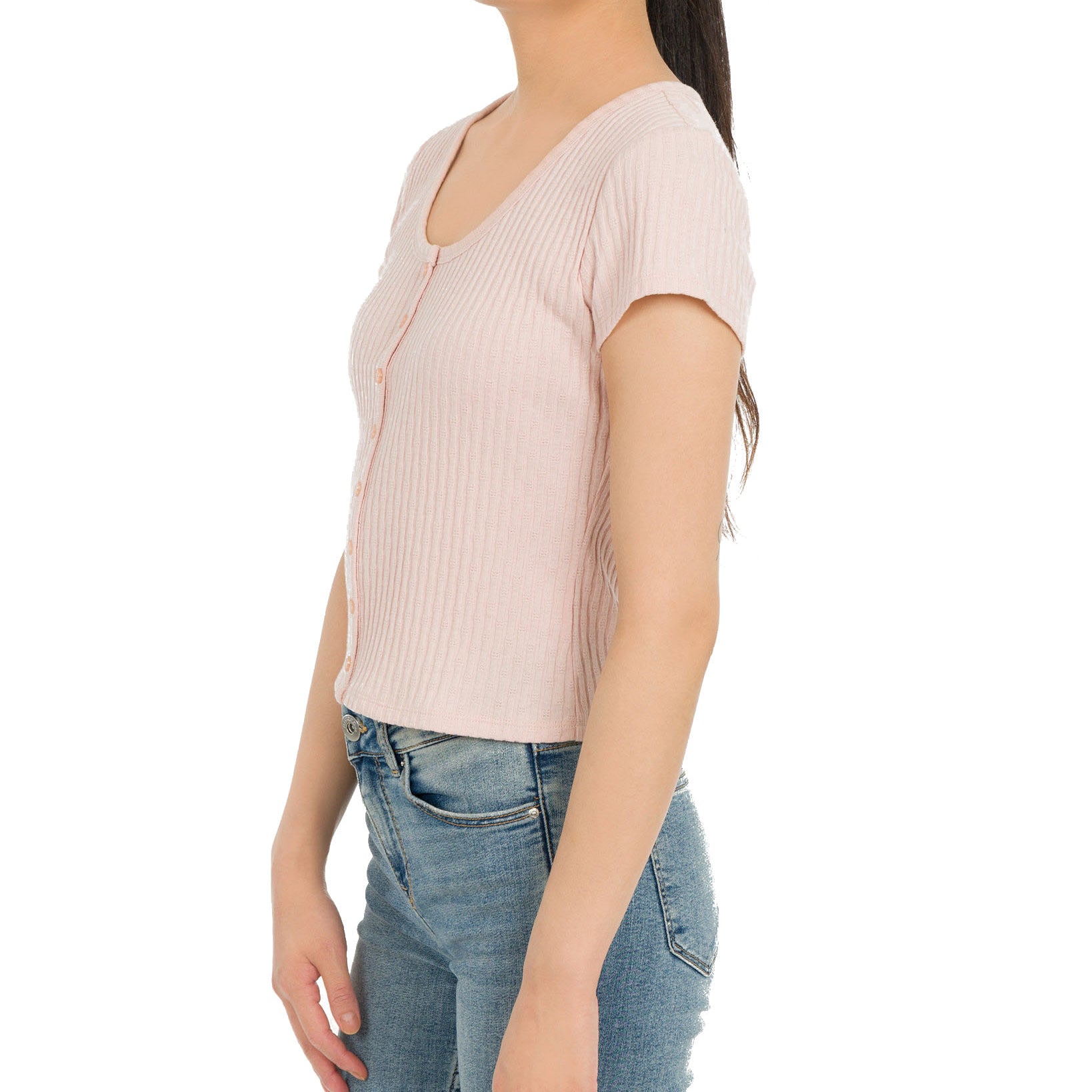 Hippie Rose Women Textured Button Front Top