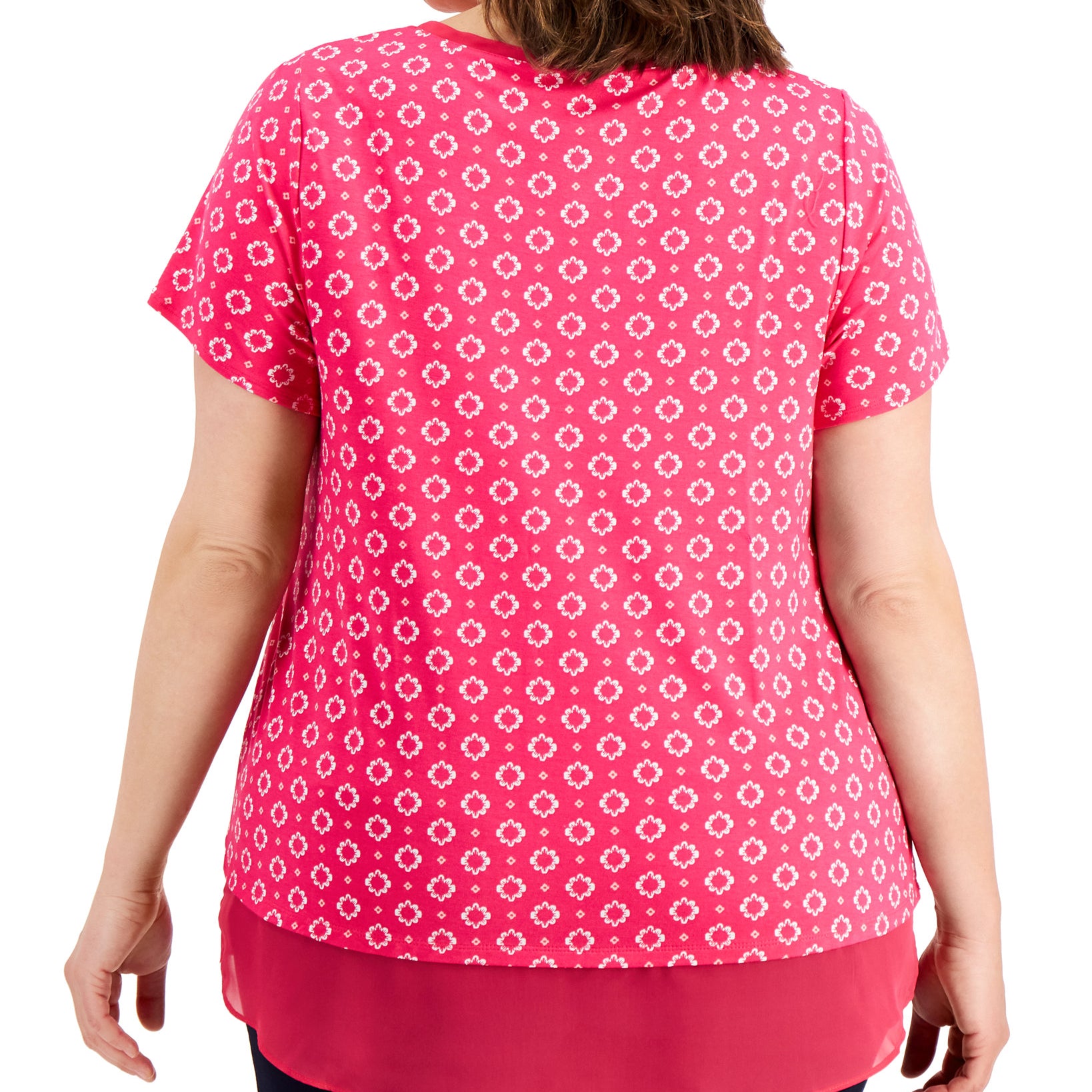 JM Collection Women Plus Mina Contrast Trim Top
