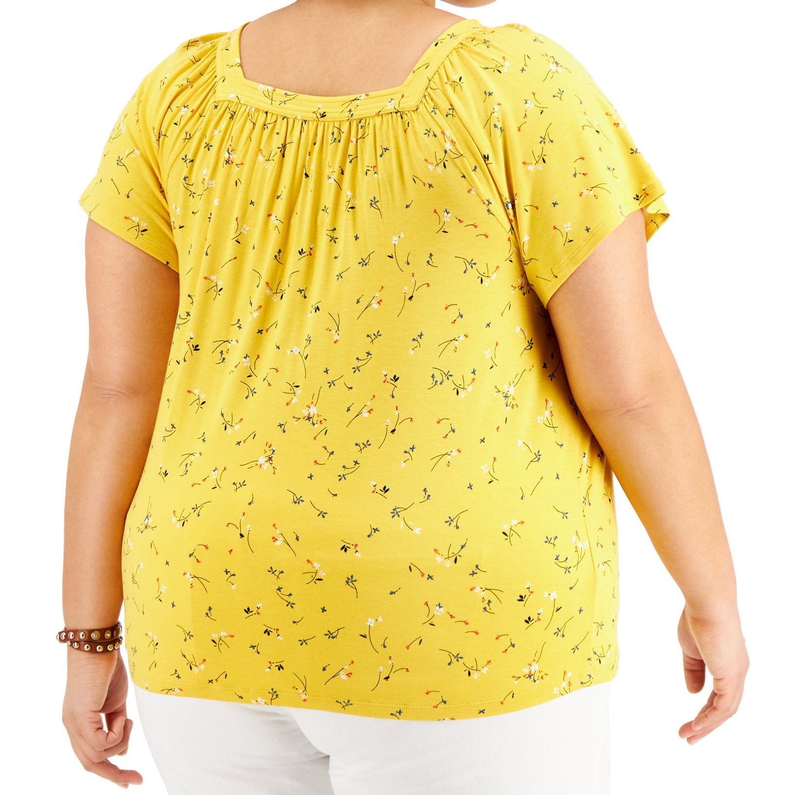 Style & Co Women Plus Printed Square Neck Top