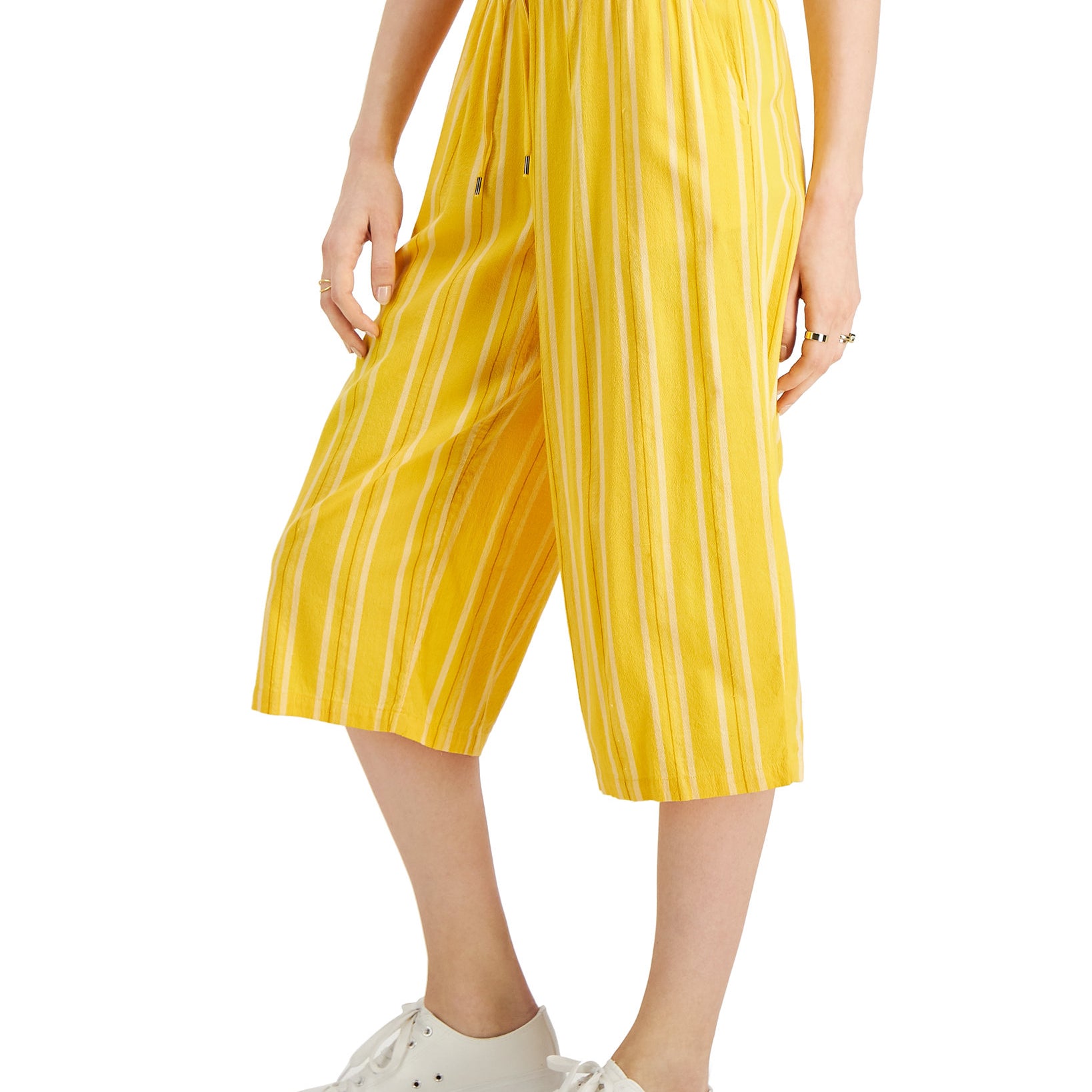 Style & Co Women Petite Striped Cropped Pants