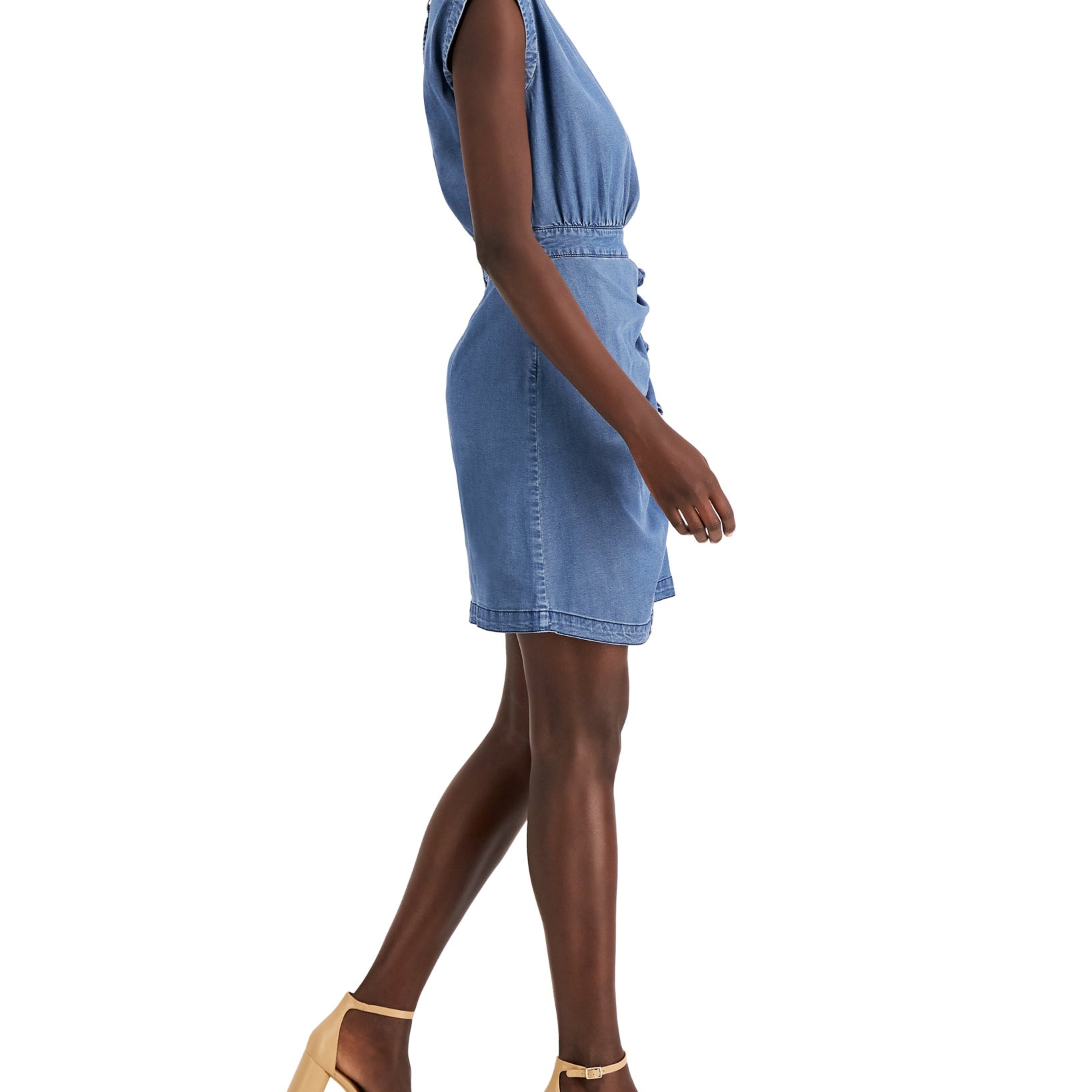 INC International Concepts Women Faux Wrap Denim Dress
