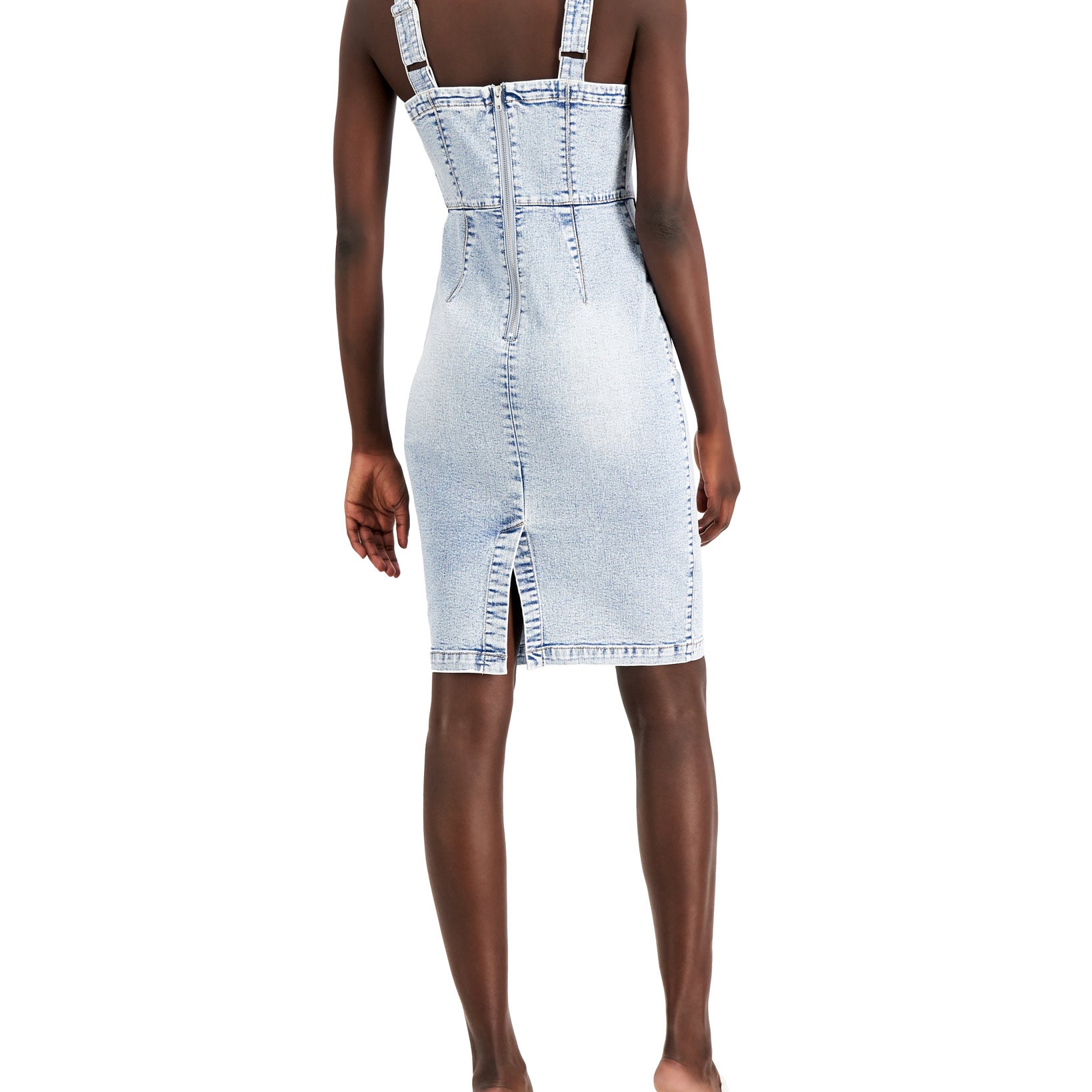 INC International Concepts Women Lace Up Denim Dress