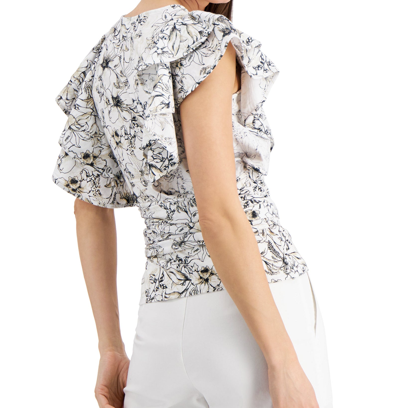 INC International Concepts Women Floral Print Wrap Style Cotton Top
