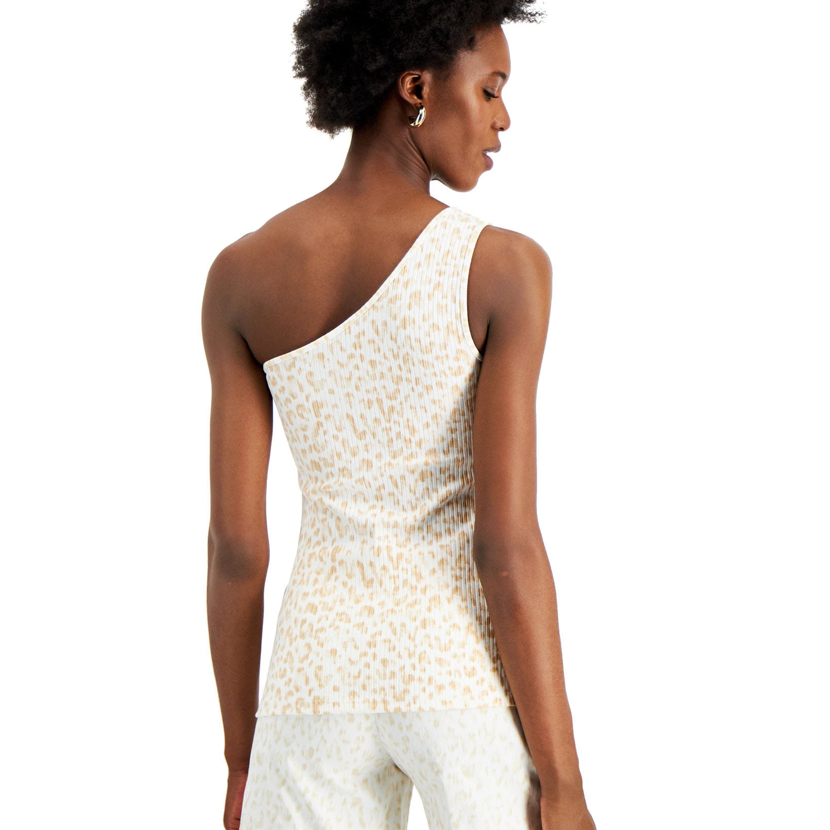 INC International Concepts Women Animal Print One Shoulder Top