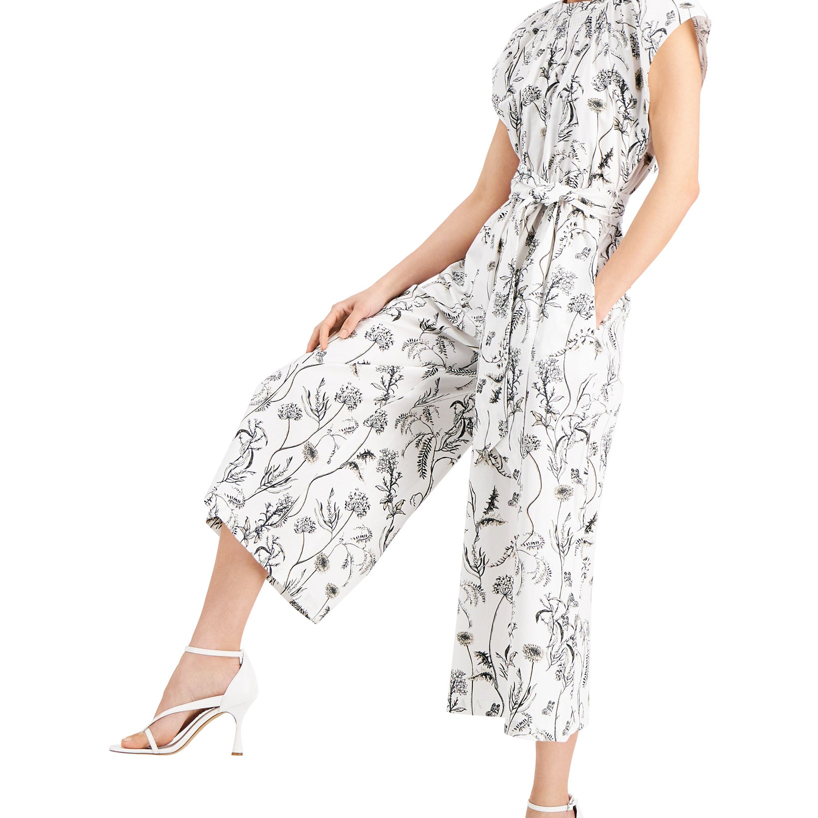 INC International Concepts Women Cotton Floral Print Jumpsuit