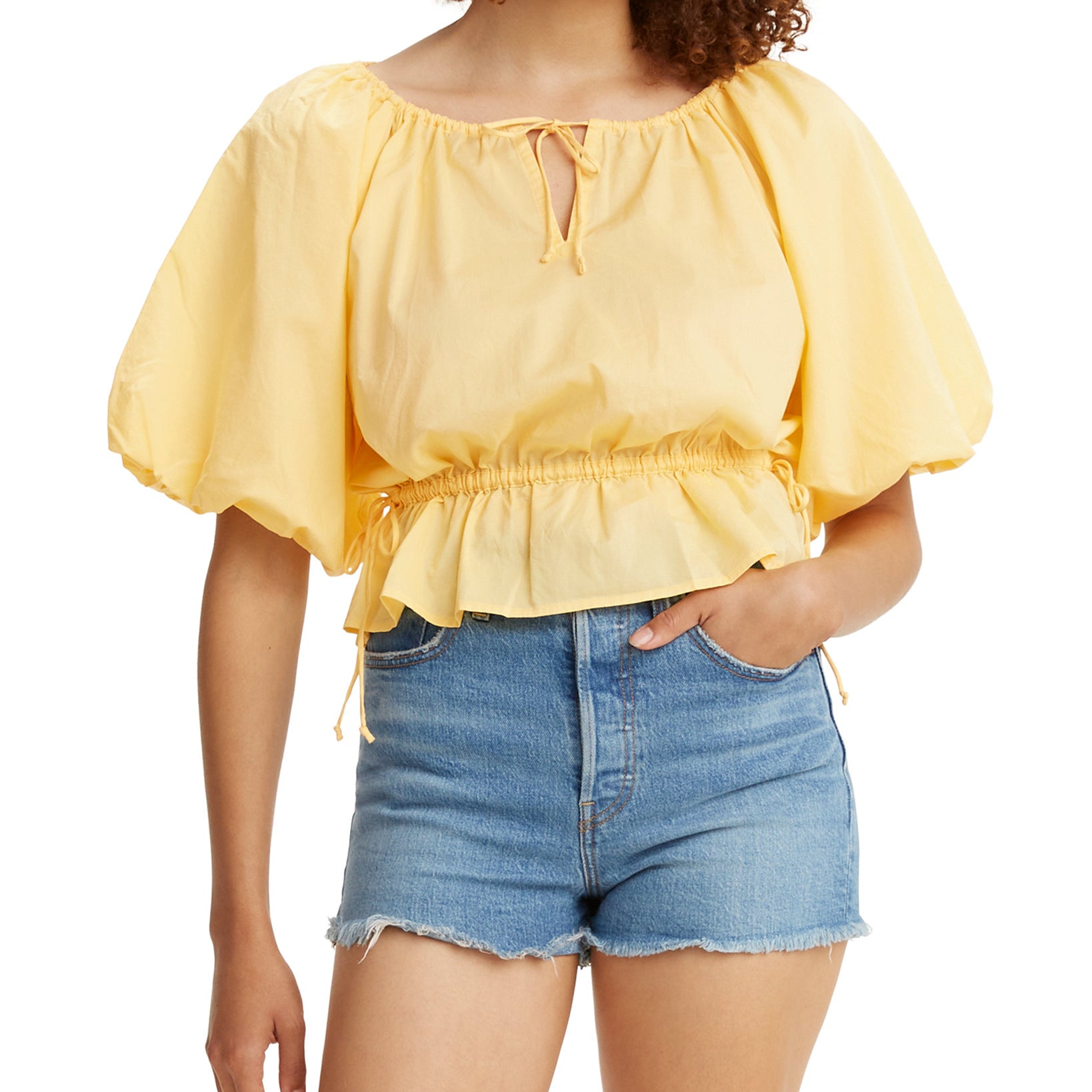 Levis Women Calliope Cotton Peasant Top Golden Haze