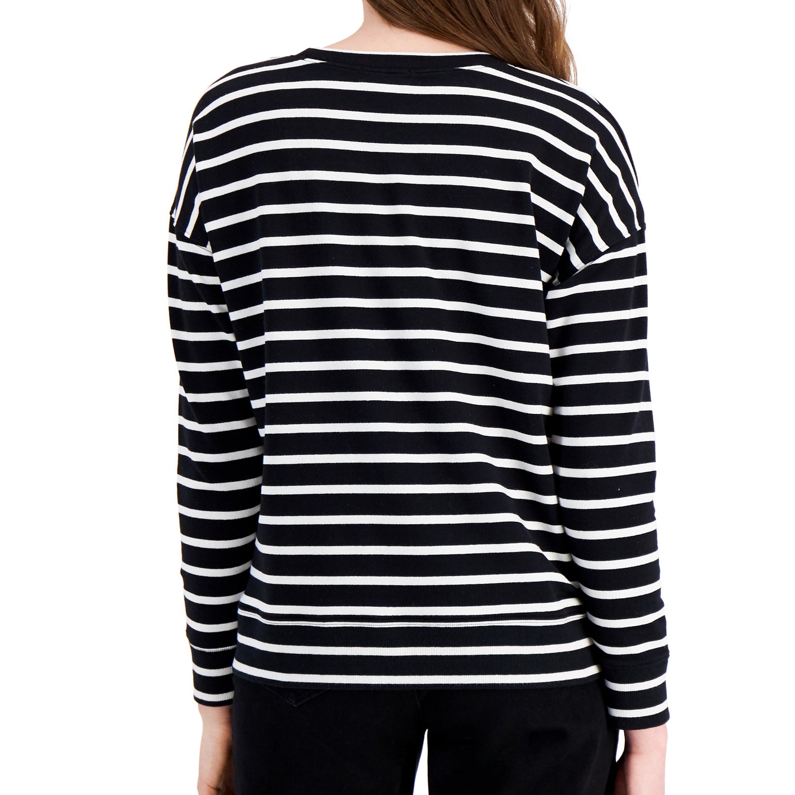 Style & Co Women Striped Classic Crew Sweatshirt