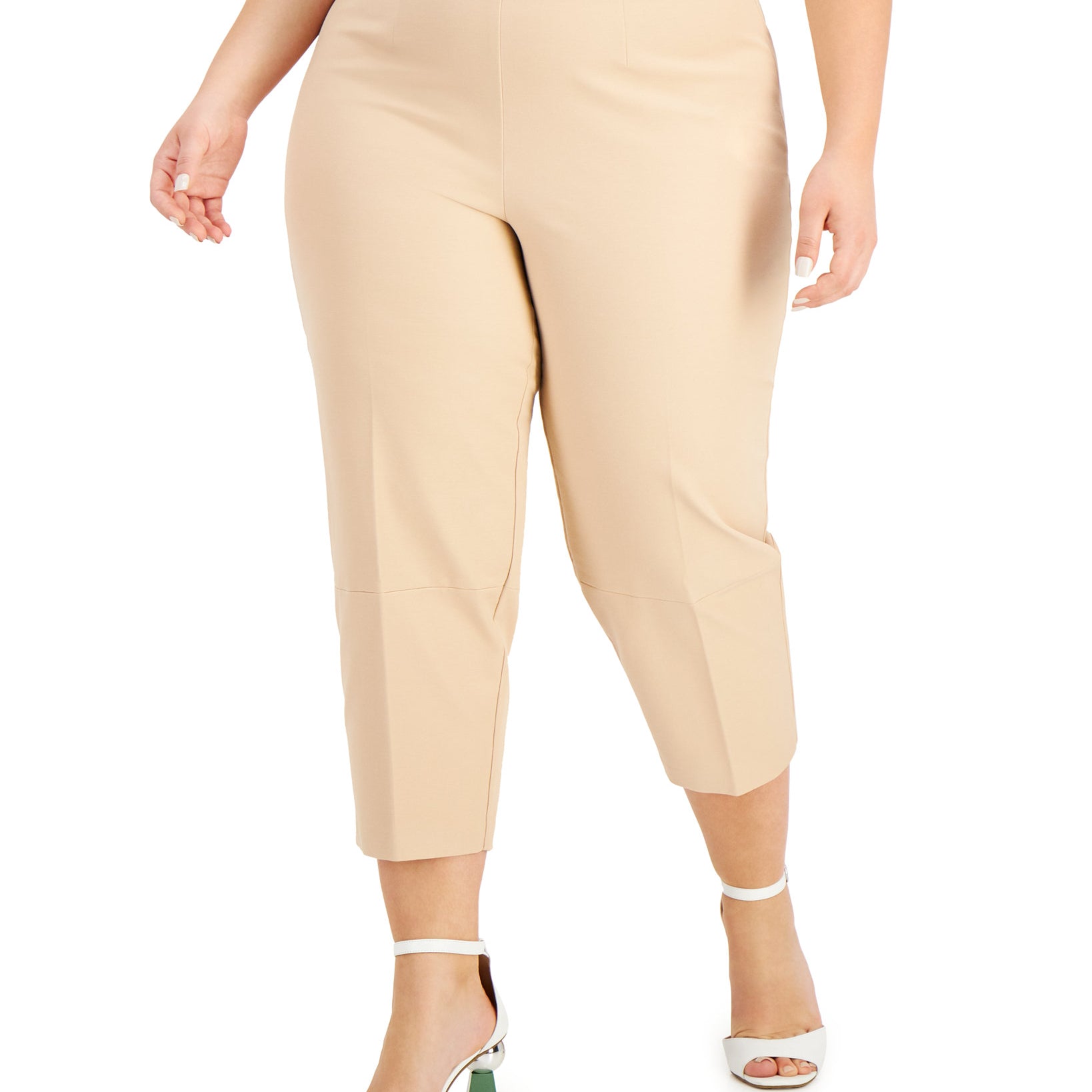 Alfani Women Plus High Waist Cropped Pants Fresh Clay
