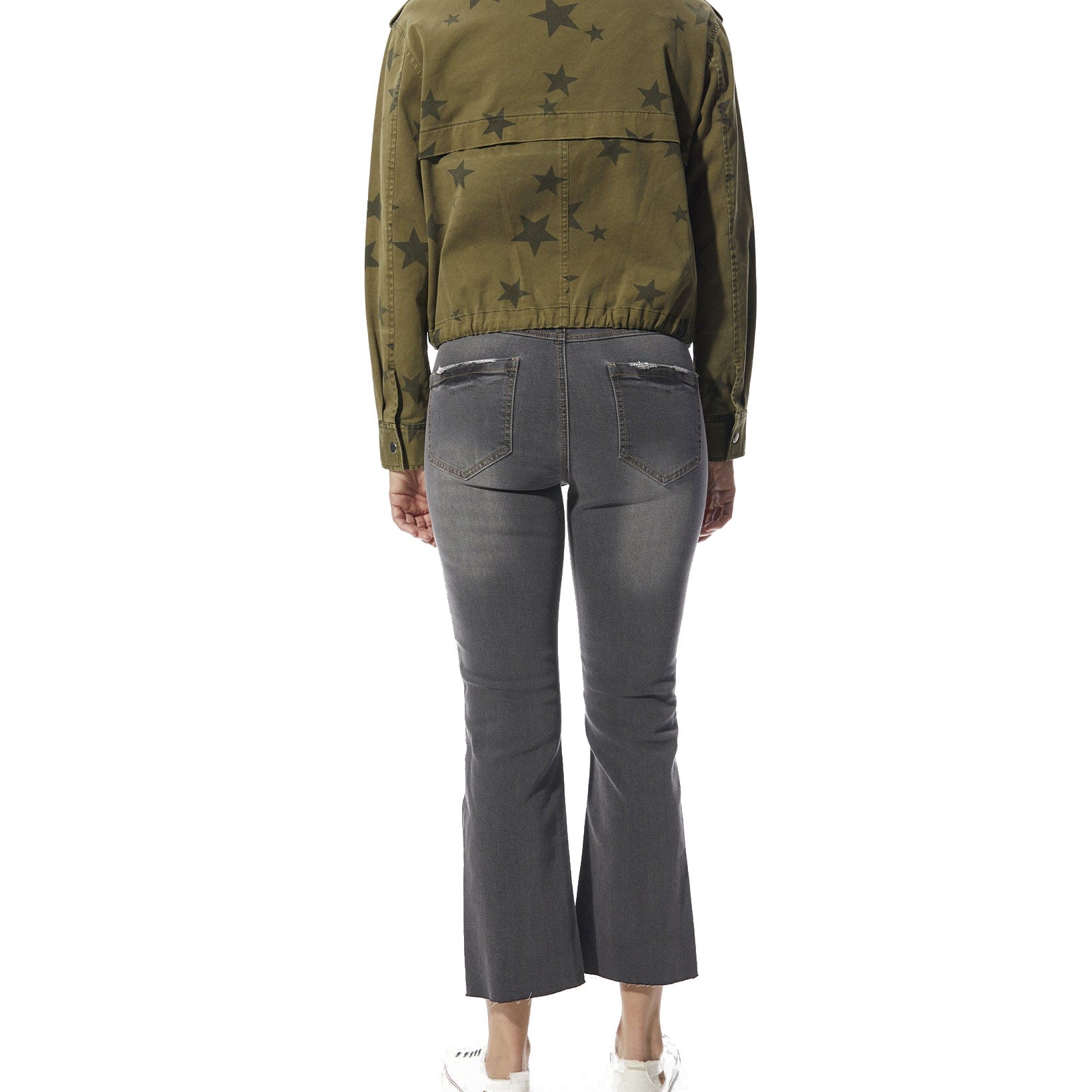 Indigo Saints Women Garment Dye Stars Print Jacket