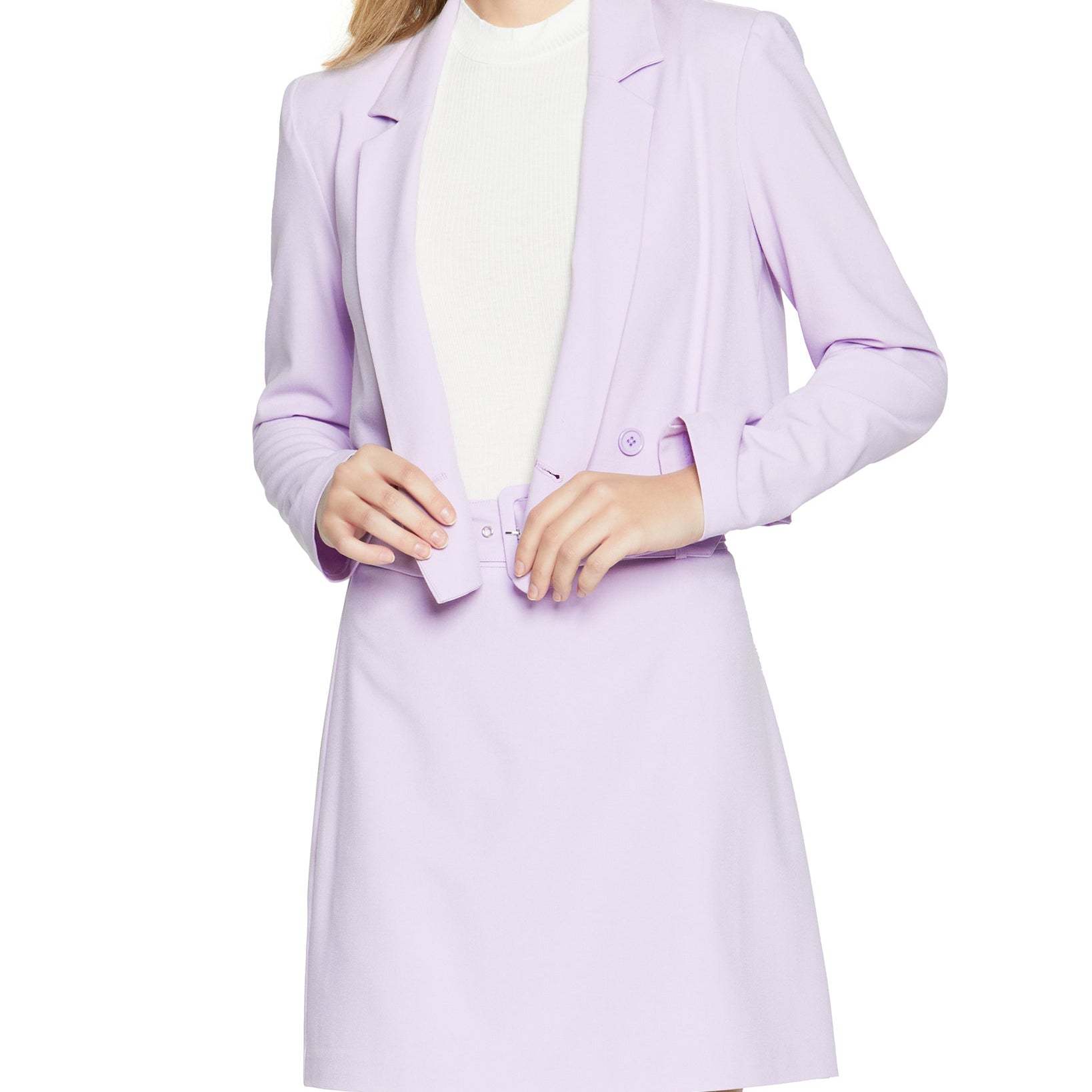 BCBGeneration Women Cropped Double Breasted Blazer Lavender
