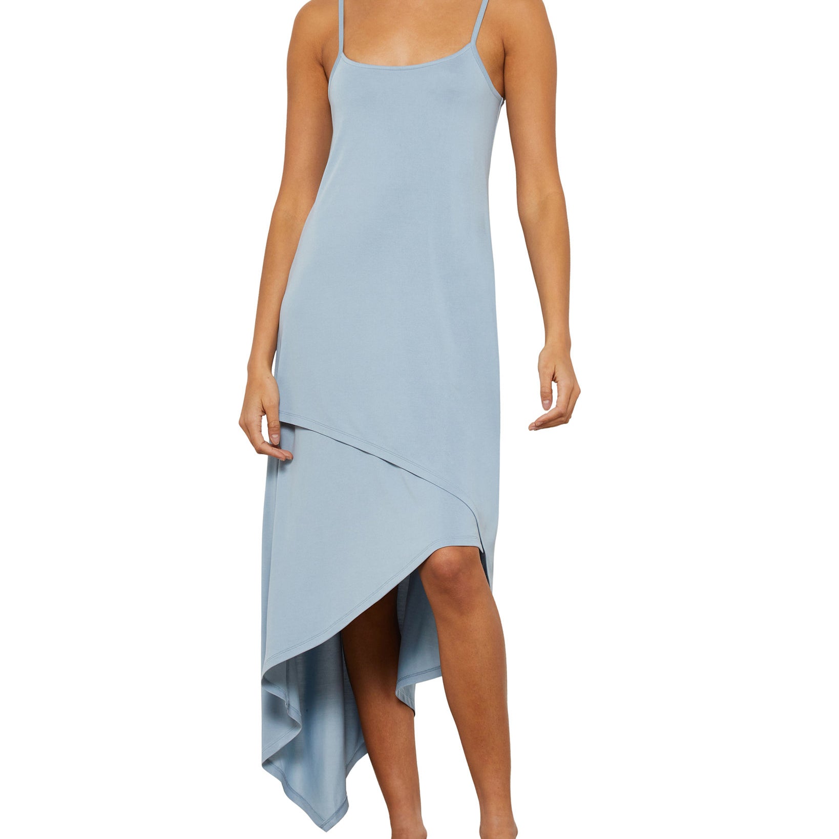 BCBGMAXAZRIA Women Asymmetrical Slip Dress Shadow