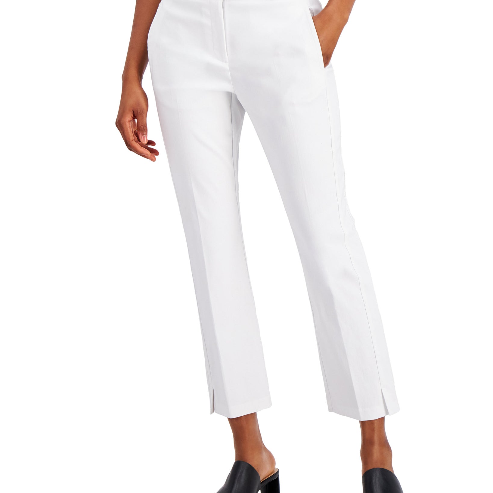 Alfani Women Cropped Slit Hem Straight Leg Pants