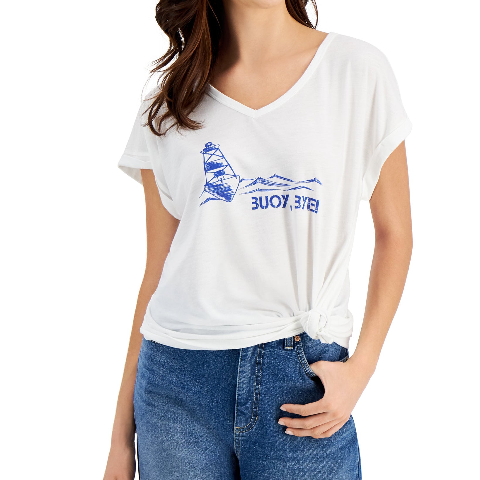 Style & Co Women Petite Buoy Bye T Shirt Buoy