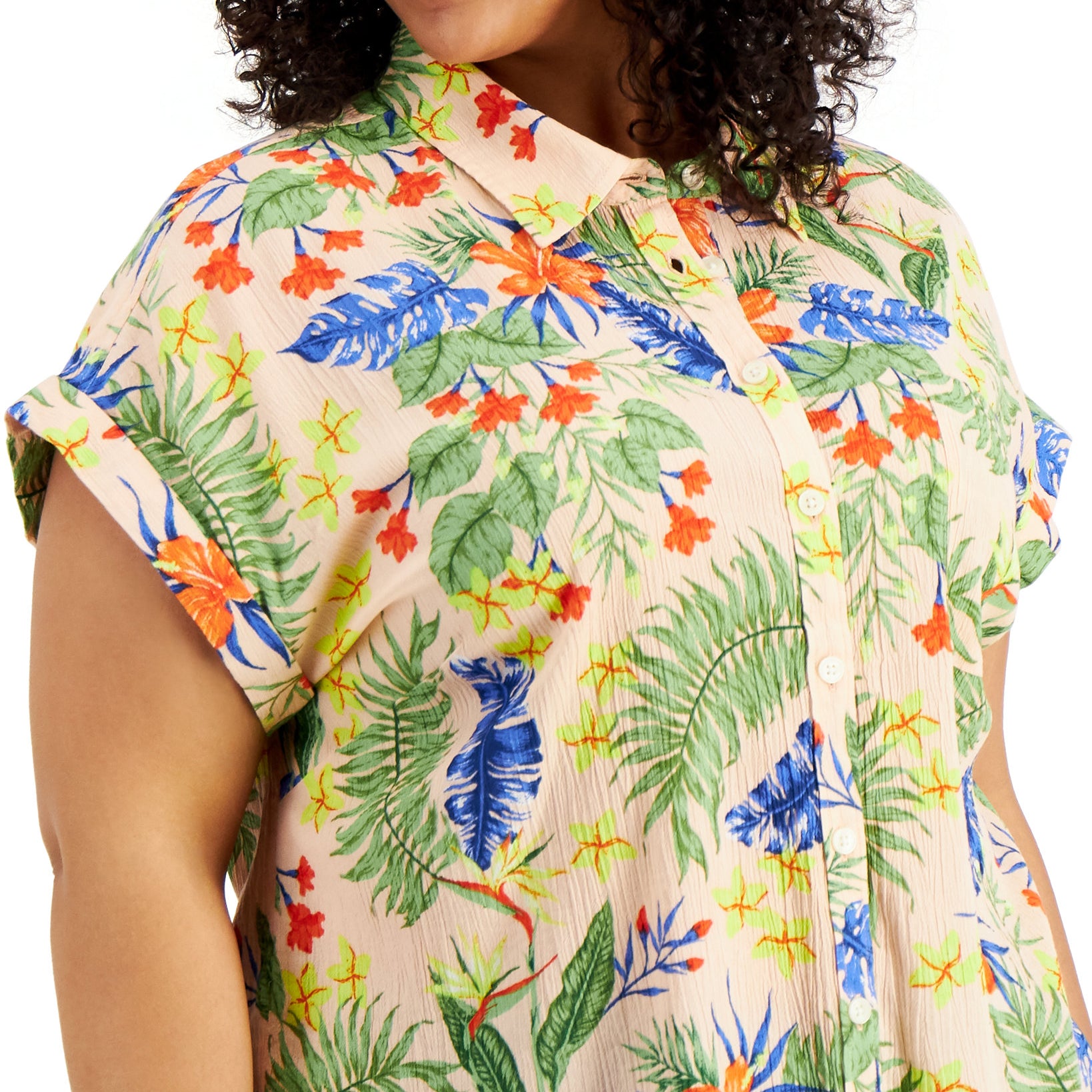 Style & Co Women Cotton Printed Camp Shirt