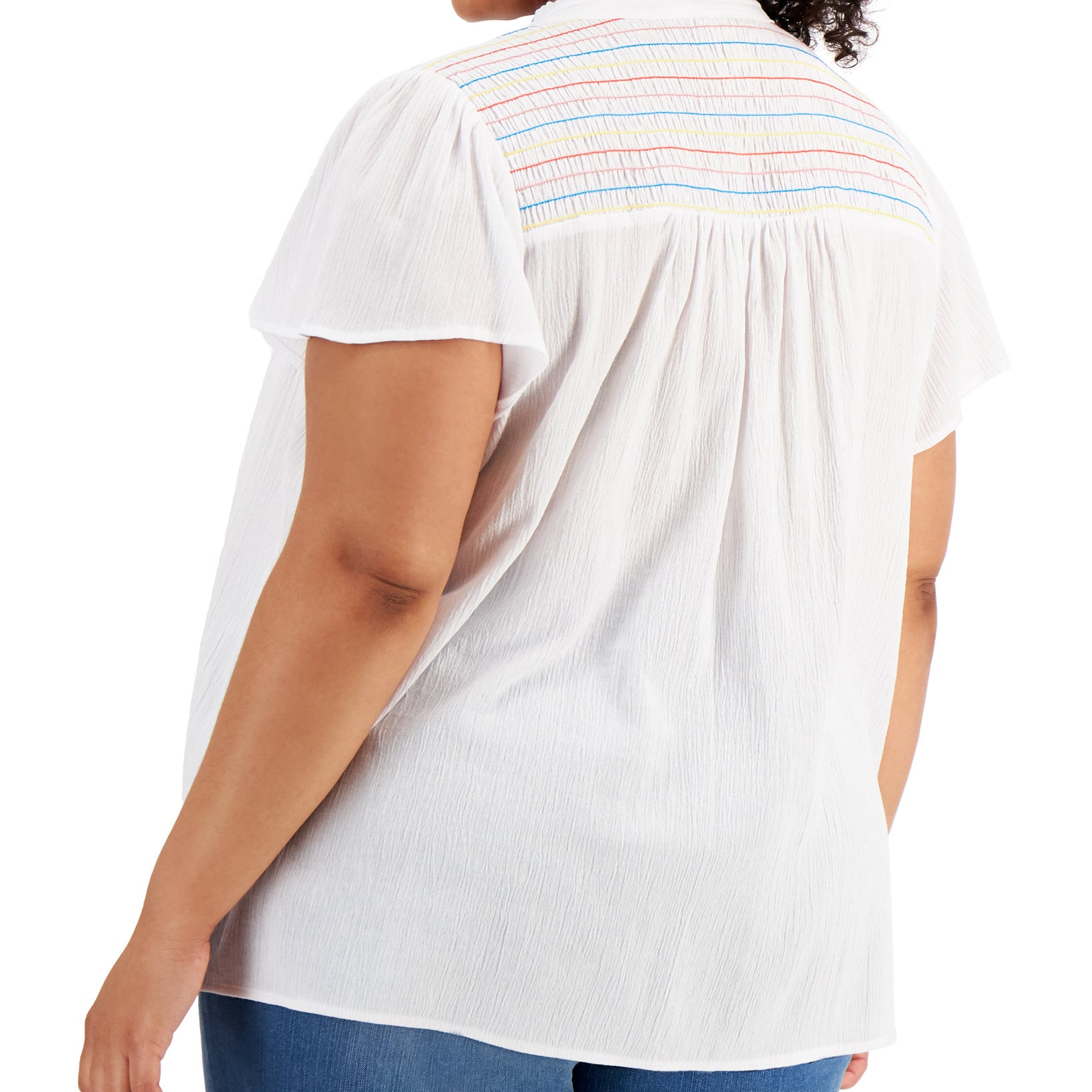 Style & Co Women Plus Cotton Smocked Top