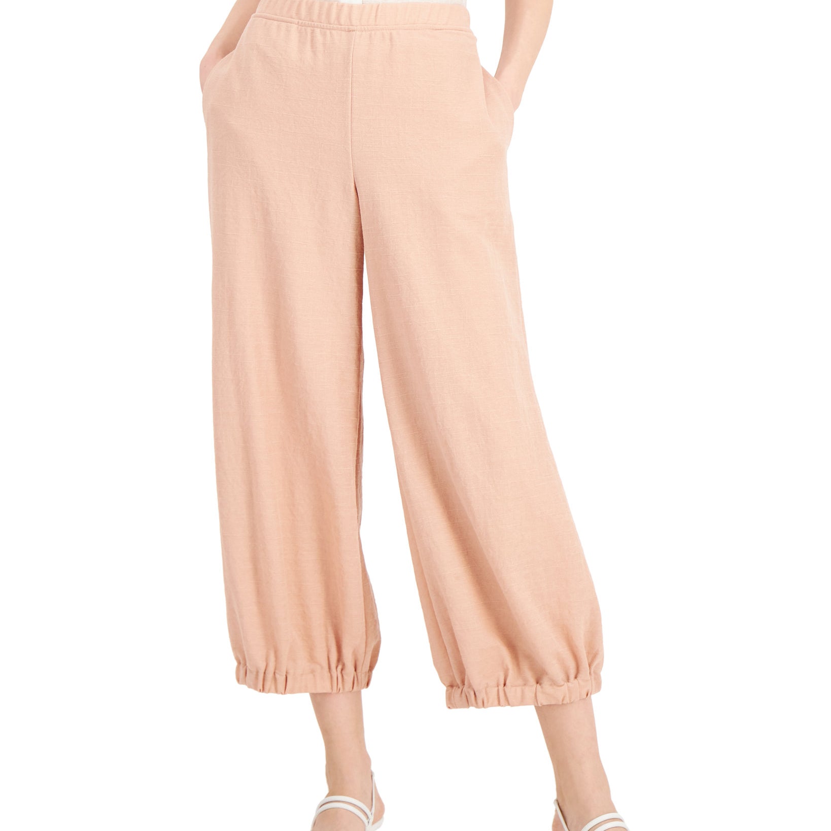 Alfani Women Petite Wide Leg Cropped Joggers Fresh Clay