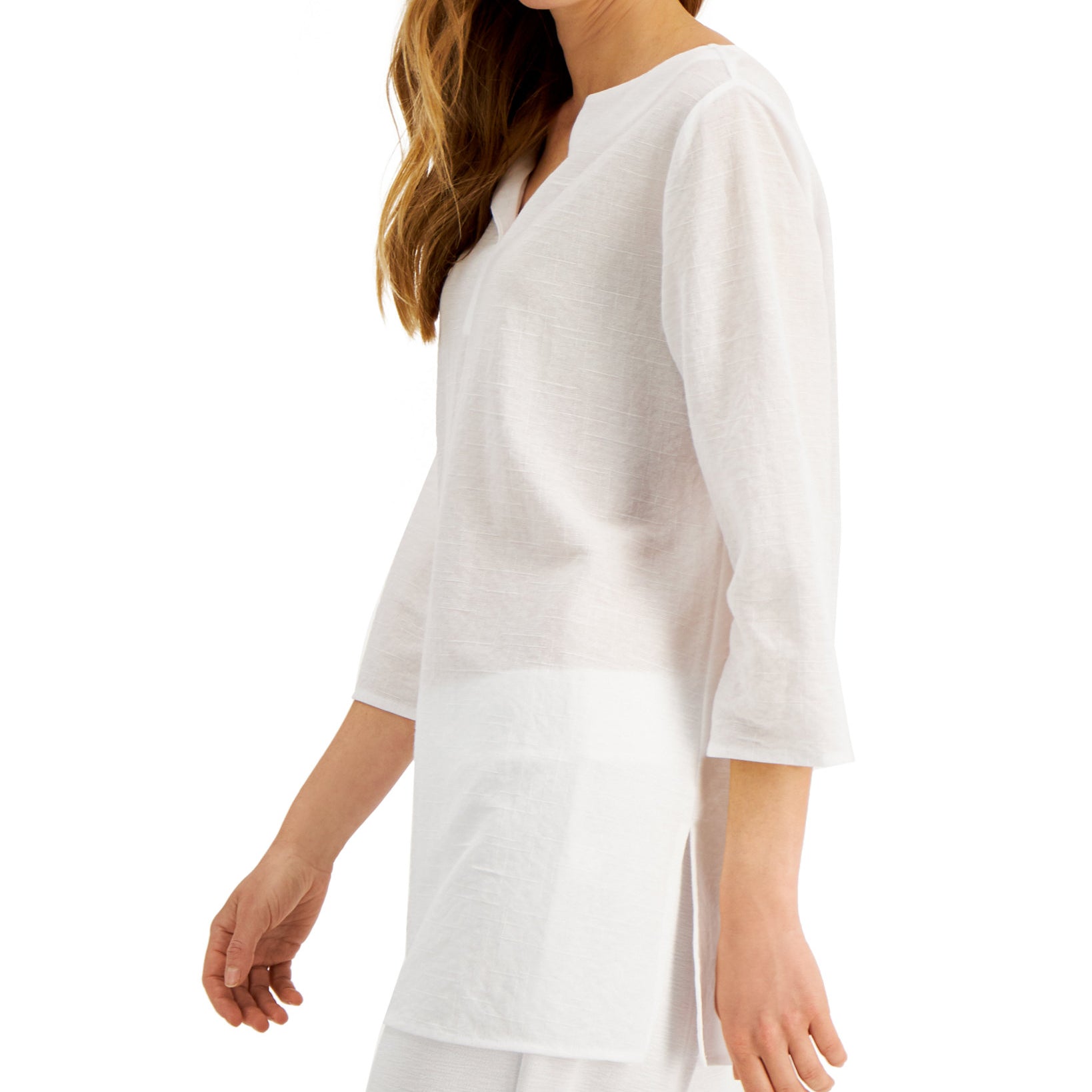 Alfani Women Textured Split Neck Top