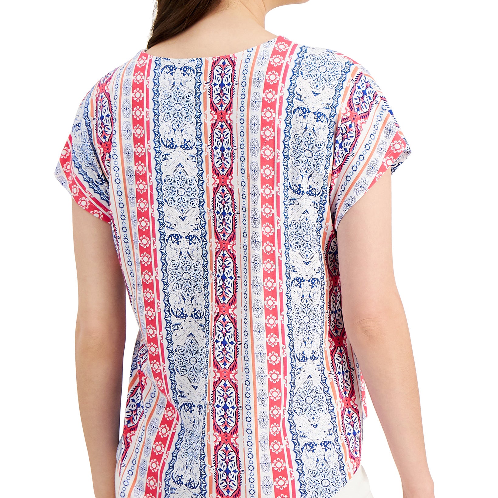 JM Collection Women Printed Tie Hem Top