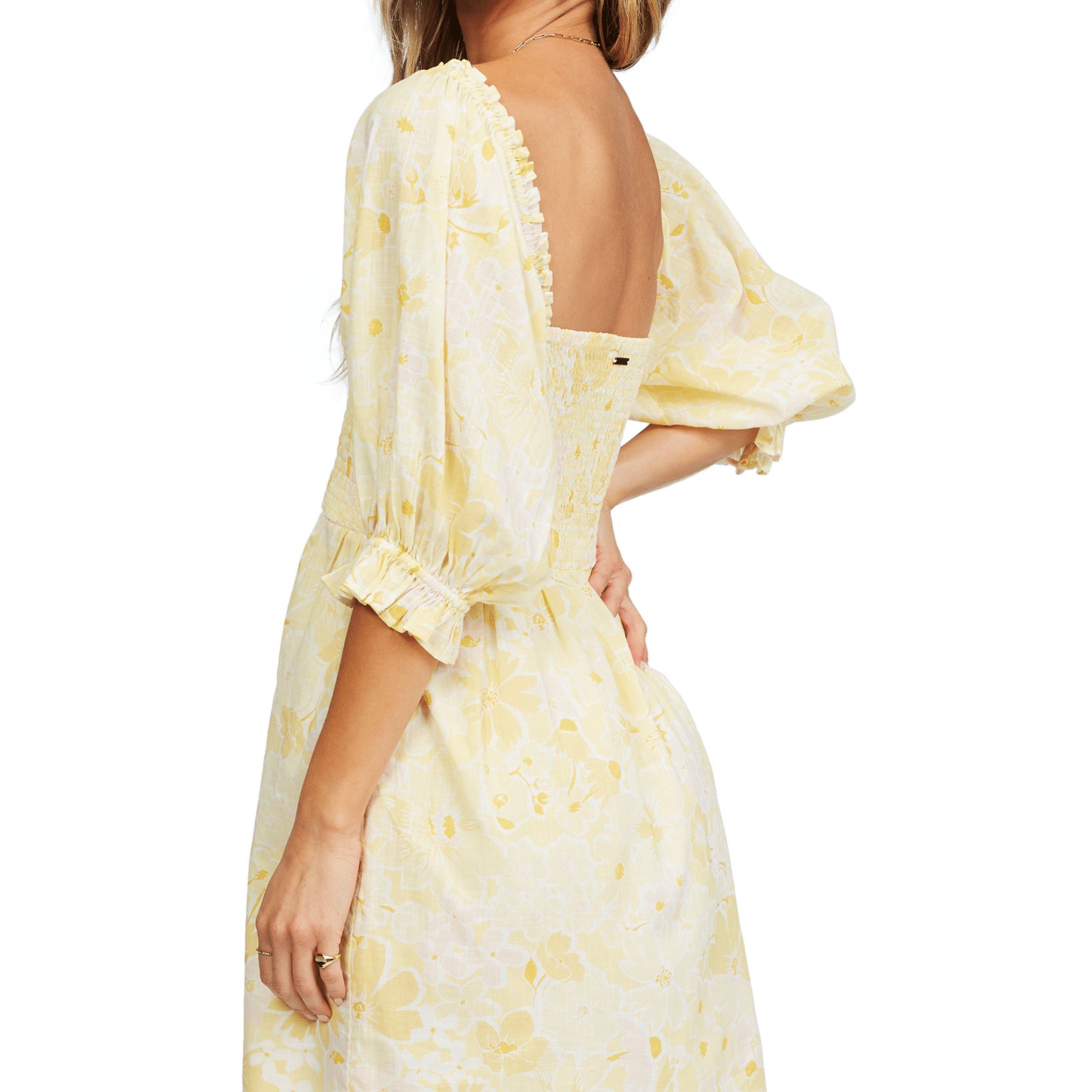 Billabong Women Groovy Girl Cotton Puff Sleeve Dress