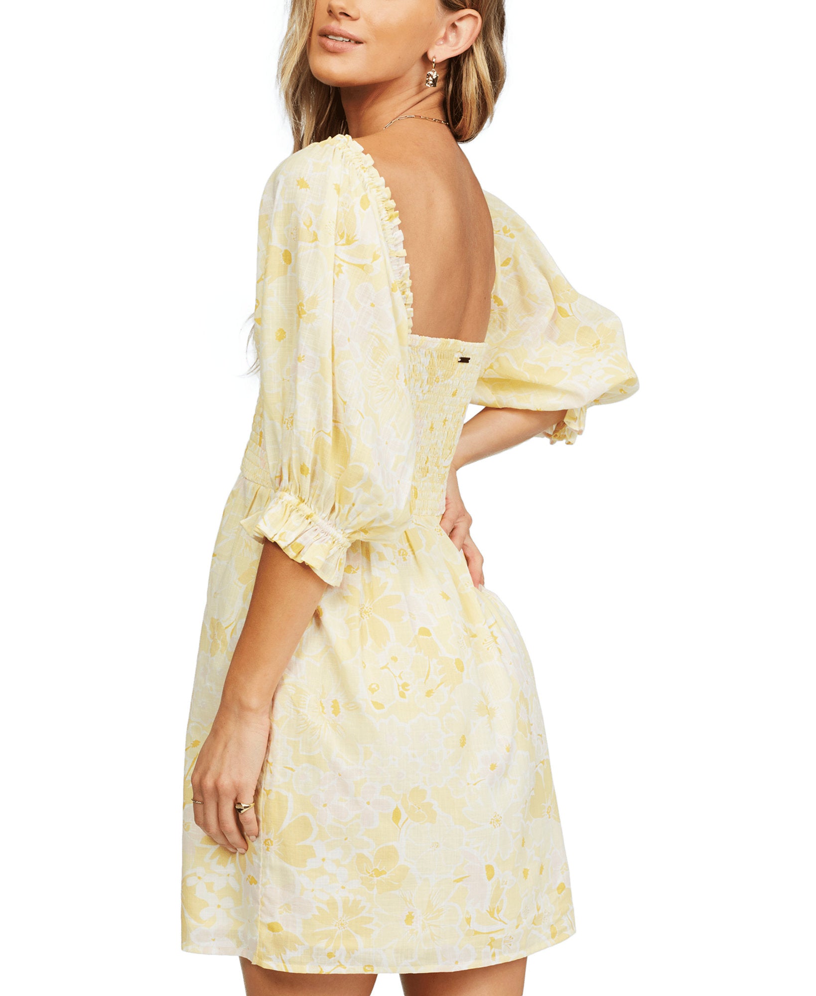 Billabong Women Groovy Girl Cotton Puff Sleeve Dress