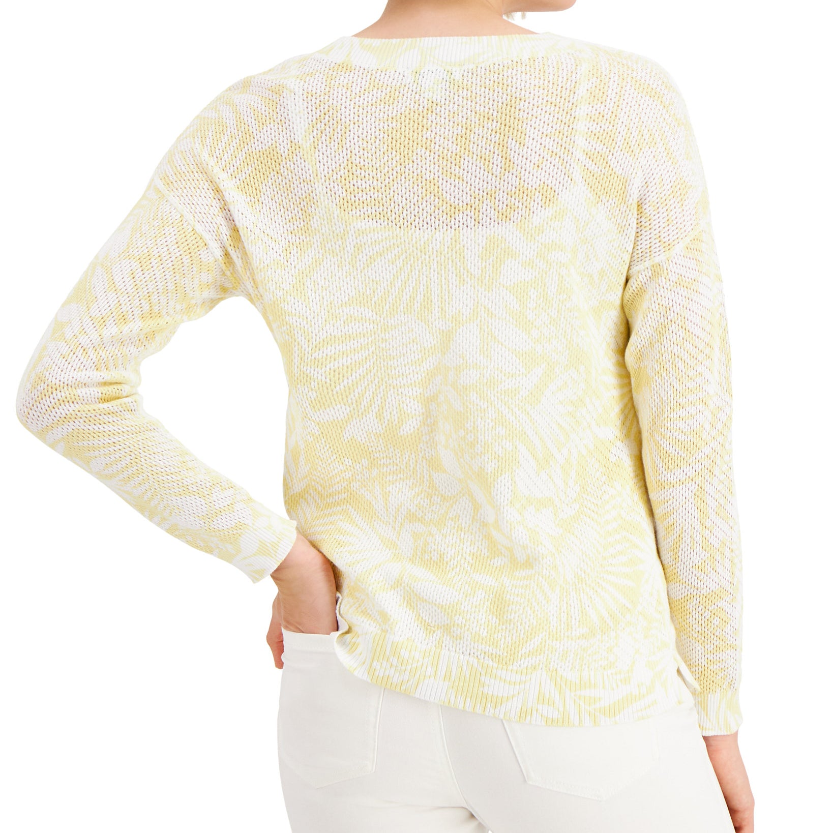 Charter Club Women Cotton Printed Open Knit Sweater