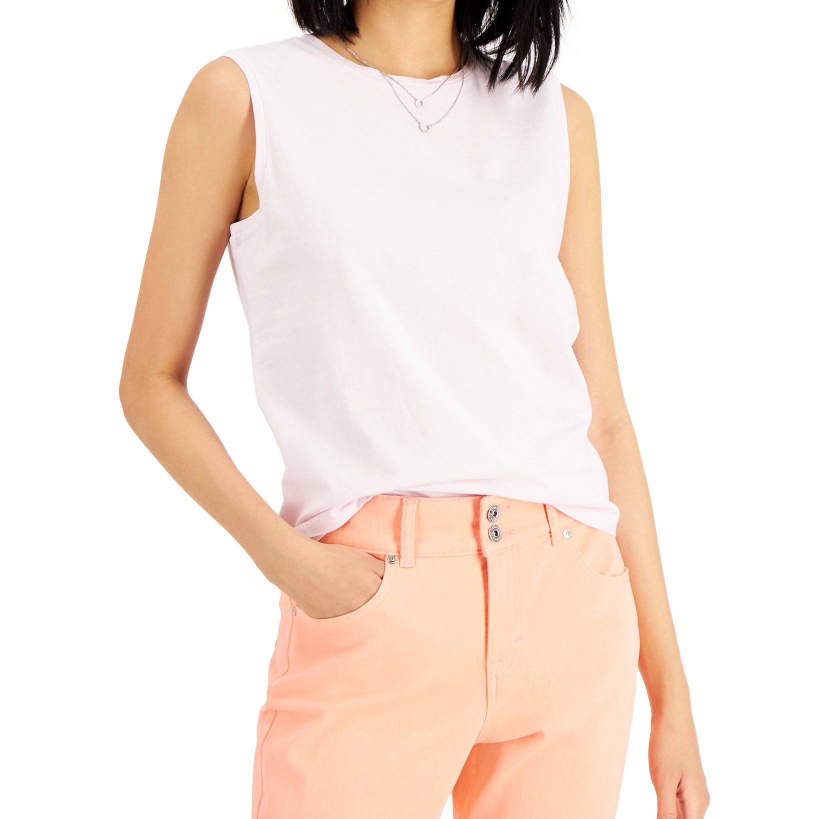 Style & Co Women Cotton Muscle Tank Orchid Ice