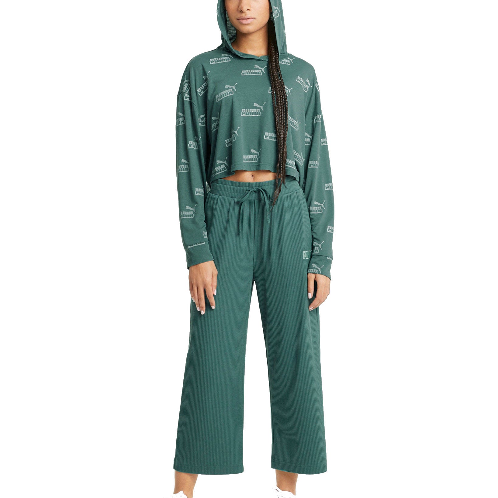 Puma Women Amplified Logo Print Cropped Hoodie