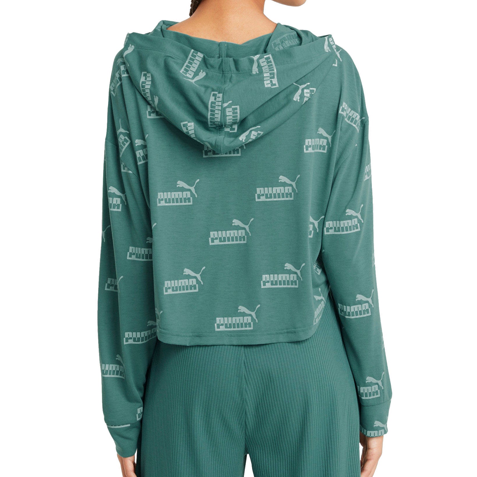 Puma Women Amplified Logo Print Cropped Hoodie