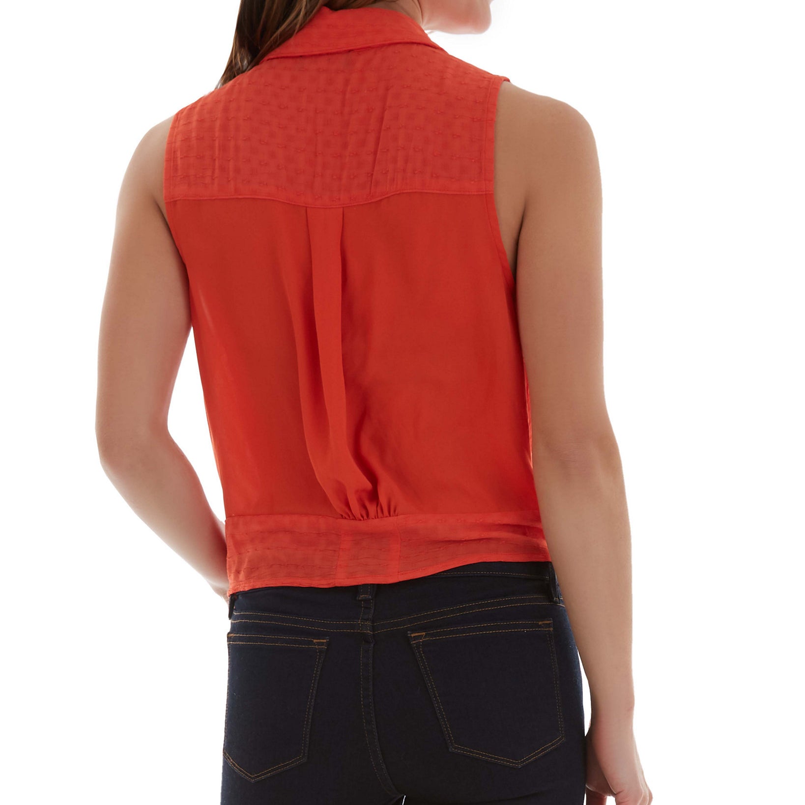 BCX Women Button Down Twist Front Textured Top